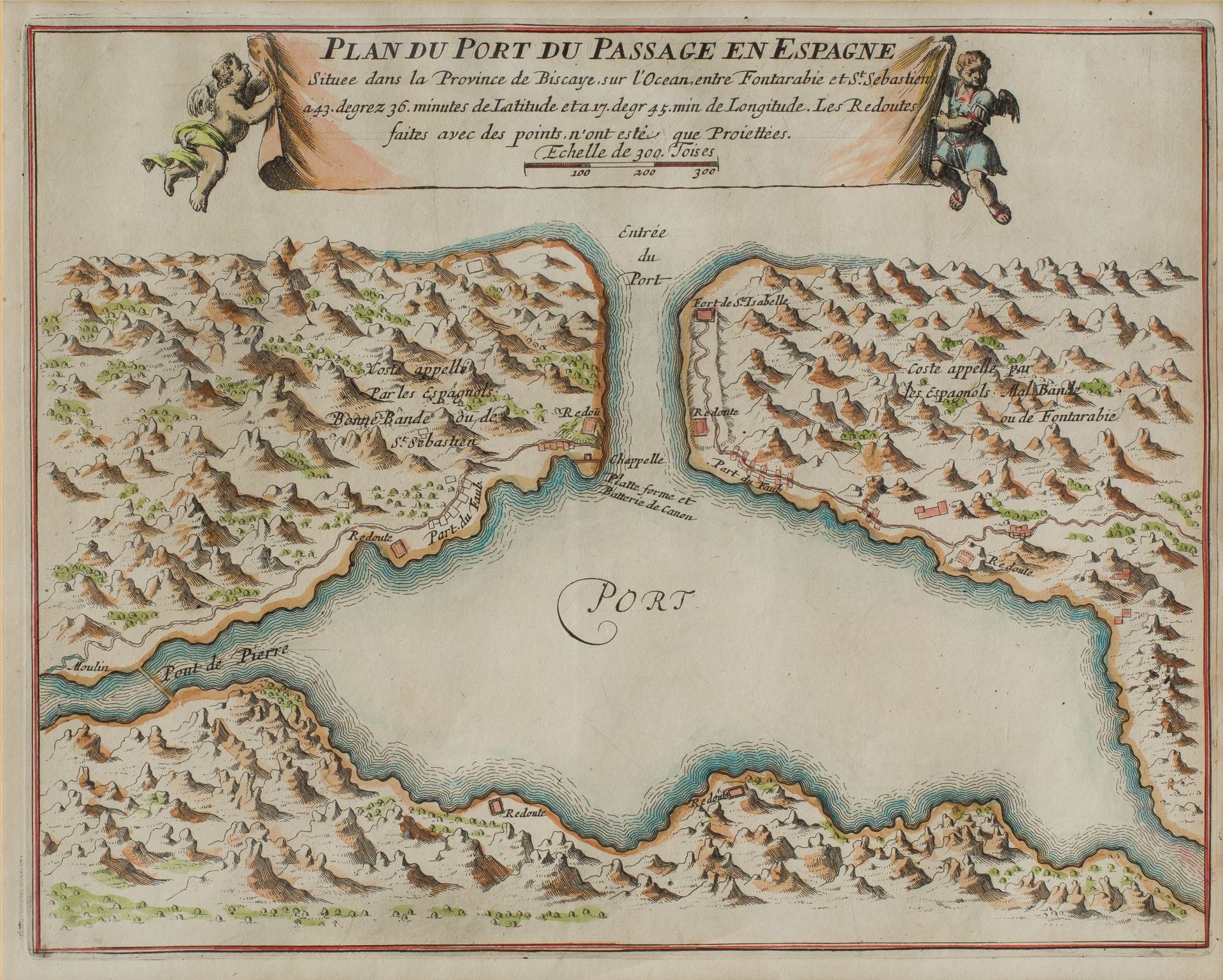 NICOLAS DE FER (1646 / 1720) "Map of the ports of Pasajes and Fuenterrabía" PLAN&hellip;