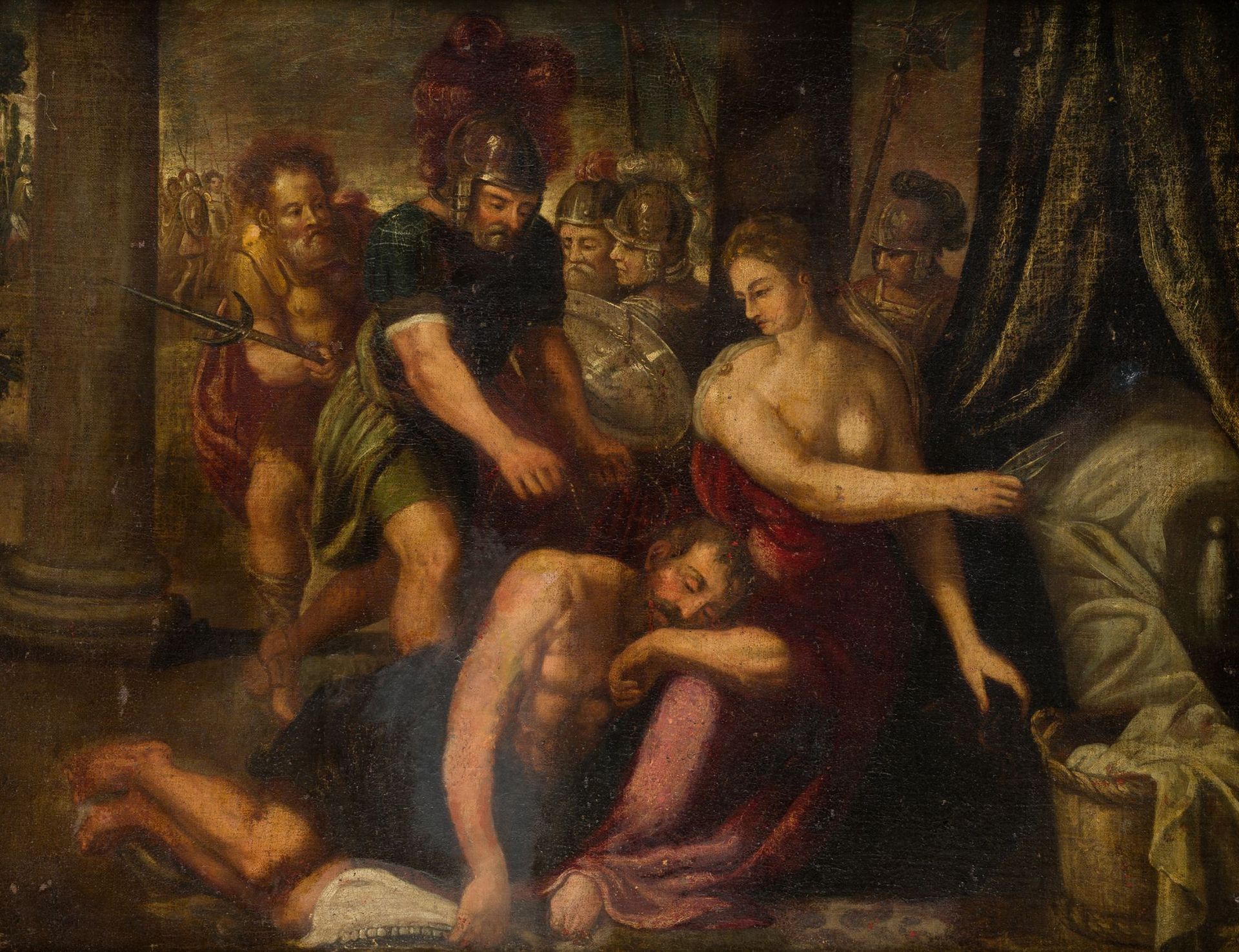 ITALIAN SCHOOL (XVII C/ .) "Samson captured by the Philistines" . Öl auf Leinwan&hellip;