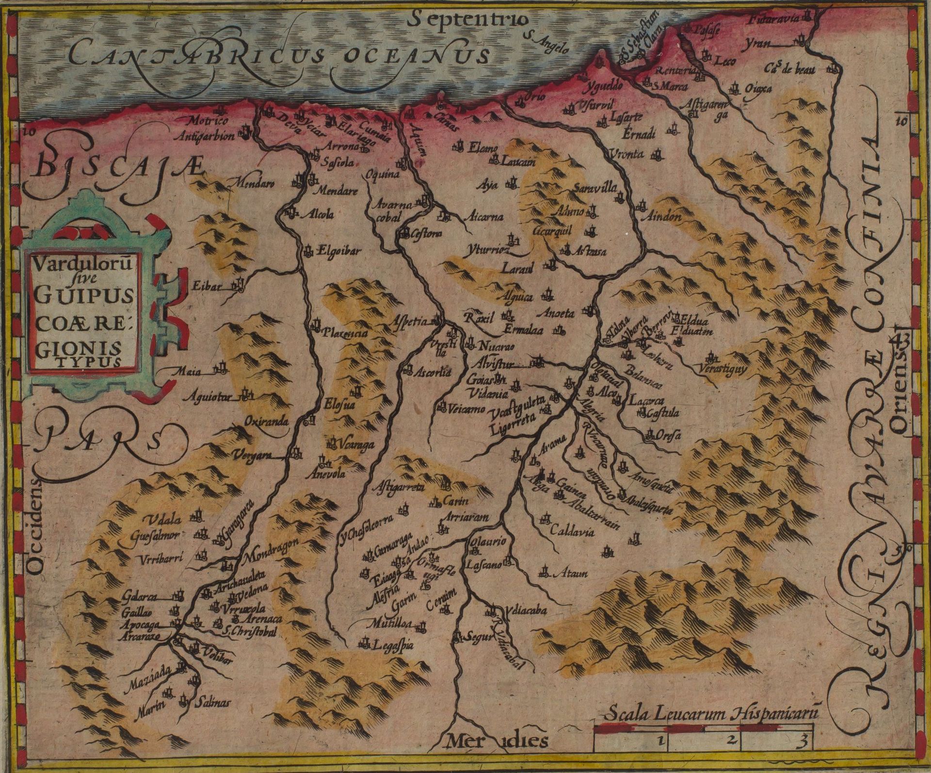 ABRAHAM ORTELIUS 1527-1598 y JODOCUS HONDIUS 1563-1612 "Map of Guipuzcoa" Atlant&hellip;