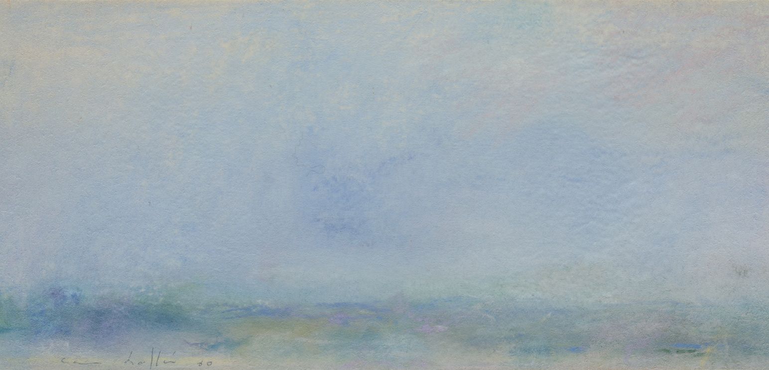 CARMEN LAFFON (1934 / .) "Landscape", 1980 在左下角有签名和日期。纸上粉笔画。15 x 27 cm