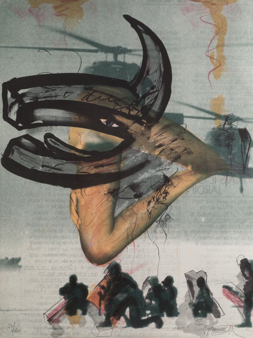 WOLF VOSTELL (1932 / 1998) "Helicopters and soldiers" Firmado a lápiz y justific&hellip;