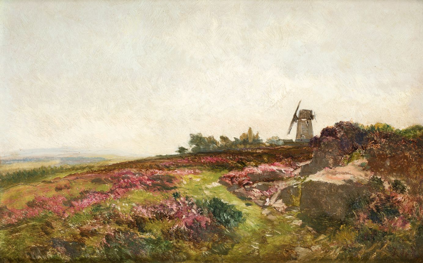 DARÍO DE REGOYOS Y VALDÉS (1857 / 1913) "Landscape with Windmill" Signiert D. De&hellip;