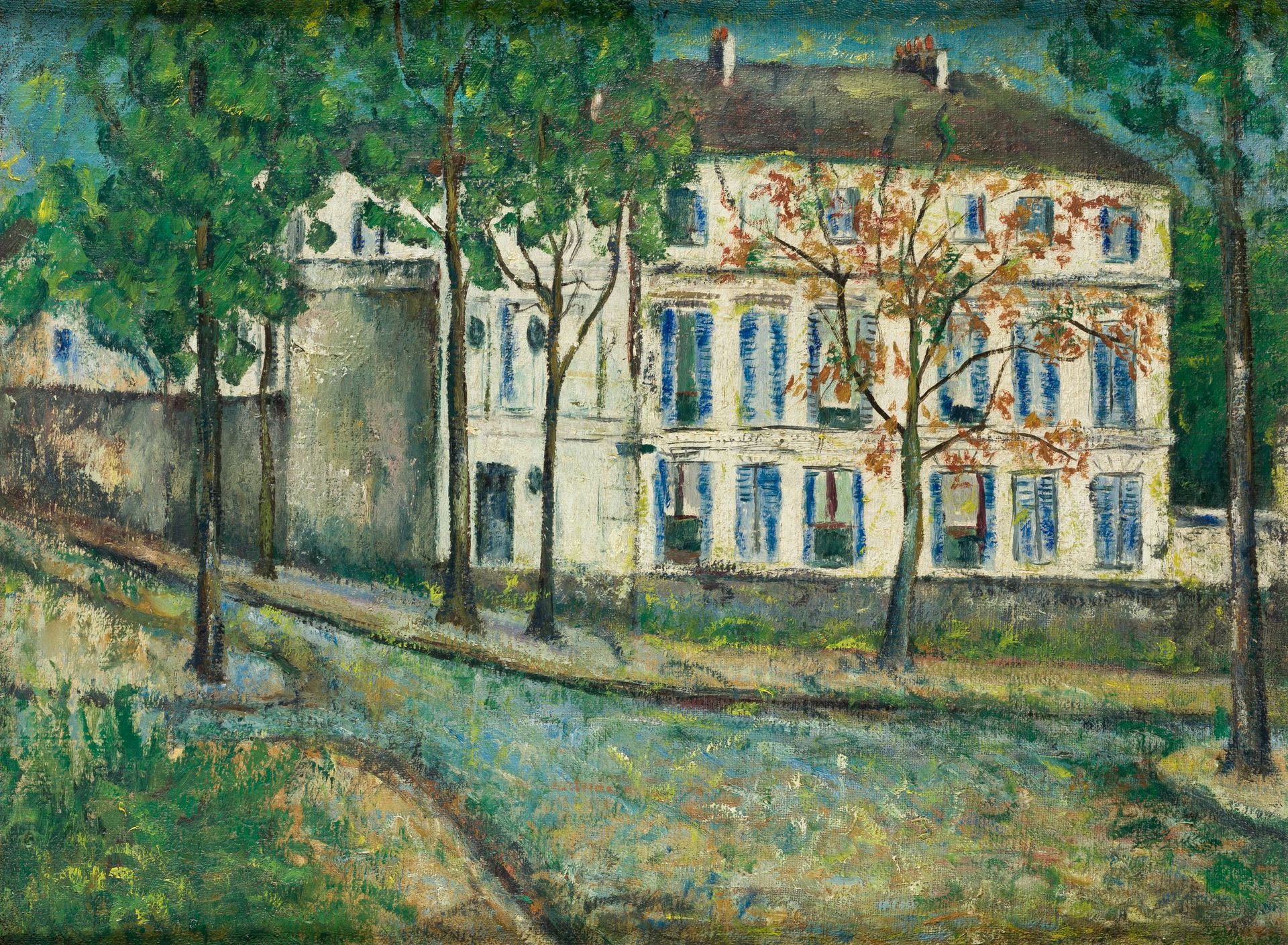 GINES PARRA (1896 / 1960) "Landscape of Paris", ca.1920 Sul retro, firmato e tit&hellip;