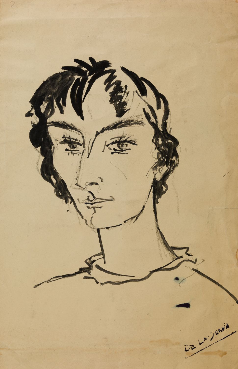 ISMAEL GONZALEZ DE LA SERNA (1898 / 1968) "Portrait of a Young Man" Signed in pa&hellip;