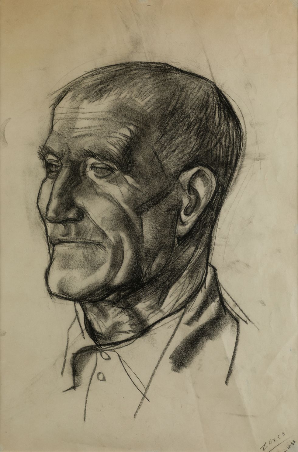 ANTONIO ZARCO (1930 / 2018) "Male portrait", 1958 在右下角有签名和日期。纸上石墨。48 x 32 cm