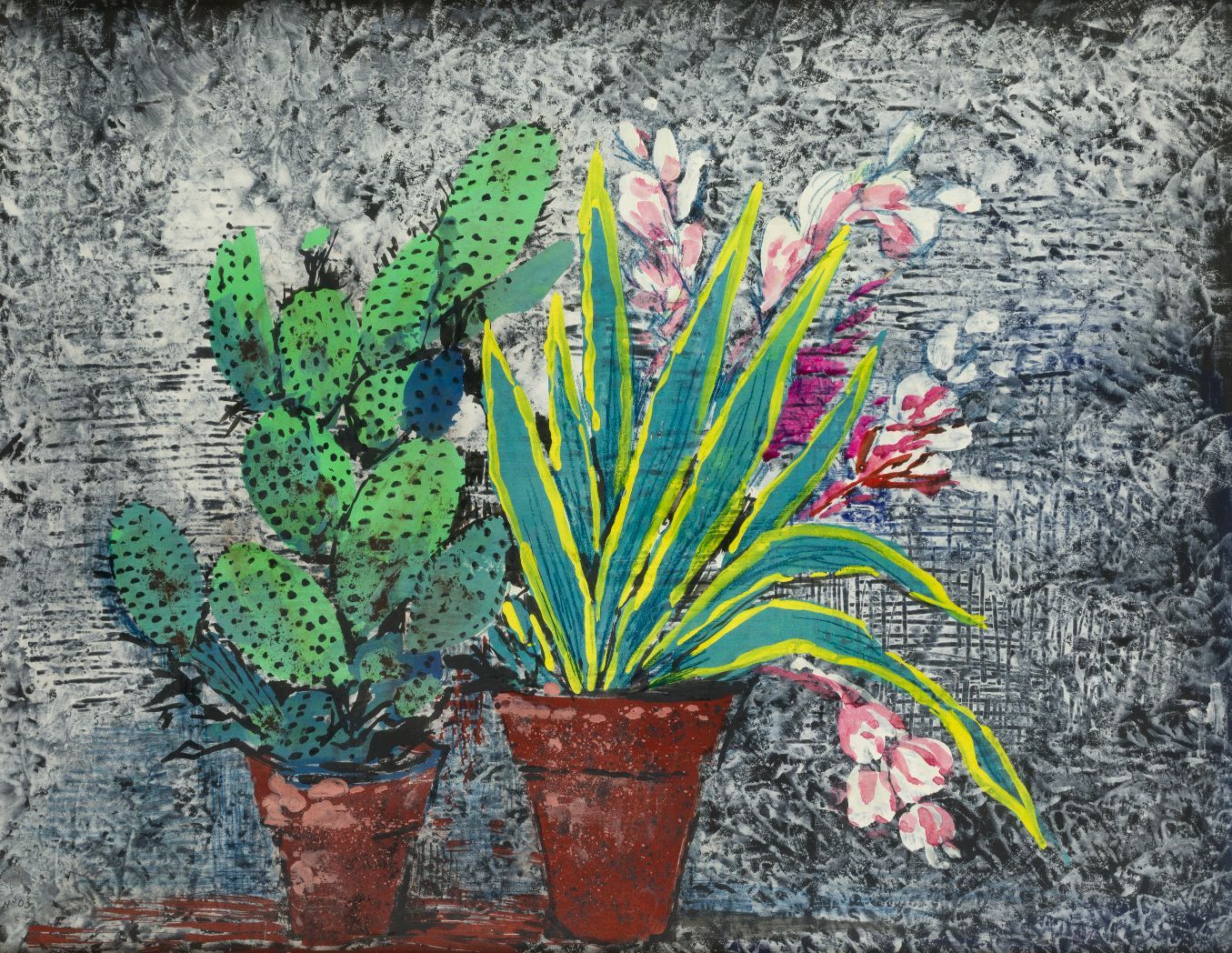 ISMAEL GONZÁLEZ DE LA SERNA (1898 / 1968) "Cactus, bougainvillea and flowers", c&hellip;
