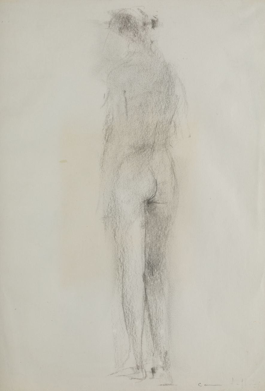 CARMEN LAFFON (1934 / .) "Female nude" 以铅笔在右下角签名。纸上石墨，31,5 x 22 cm