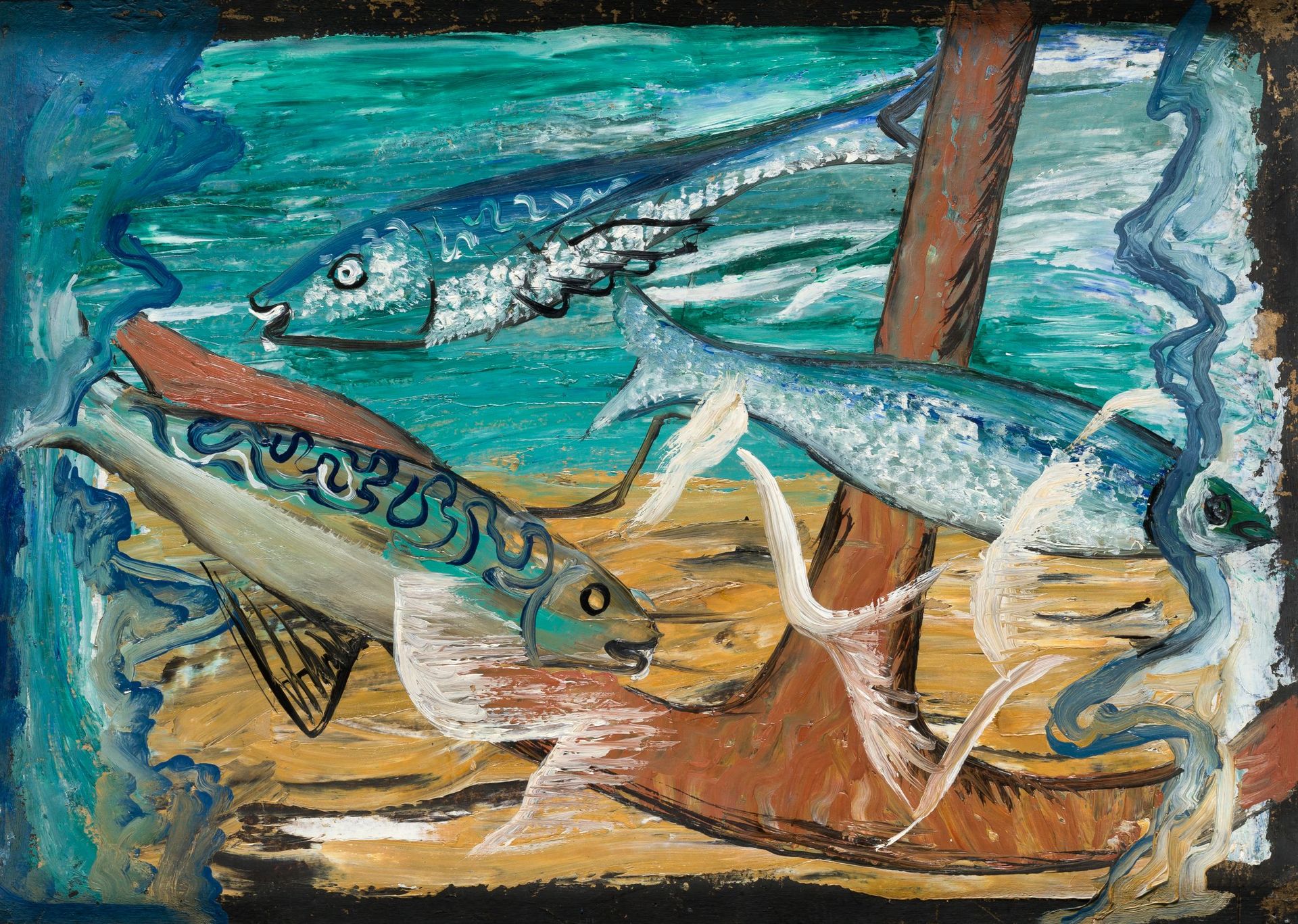 BENJAMÍN PALENCIA (1894 / 1980) "Fishes" 附上Ramón Palencia del Burgo的鉴定证书，日期为2008&hellip;