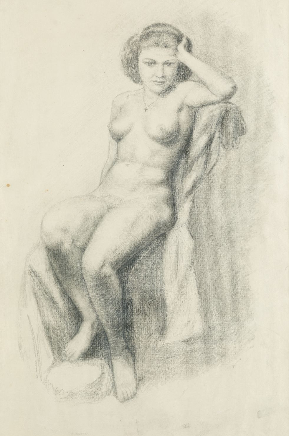 ANONYMOUS (Earlies 20th Century) "Female nude" . Graphite sur papier.59 x 39 cm