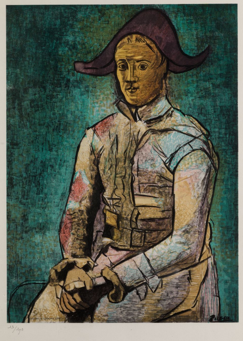 PABLO RUIZ PICASSO (1881 / 1973) "Sitting Harlequin" Firmato nel piatto e numera&hellip;