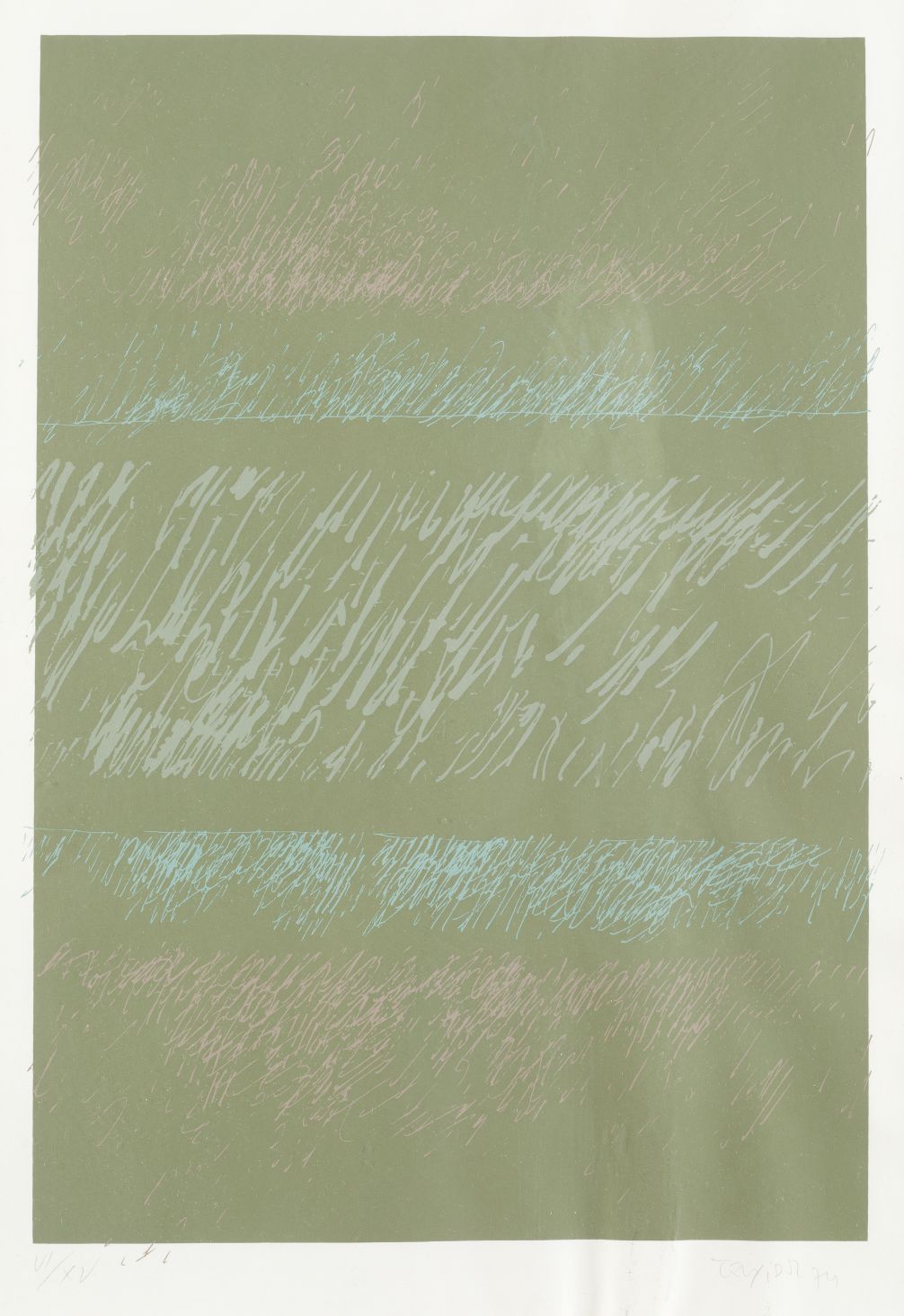JORDI TEIXIDOR (1941 / .) "No title", 1974 底部用铅笔写有签名、日期和理由的VI/XV。丝网印刷。染色：41 x 28&hellip;