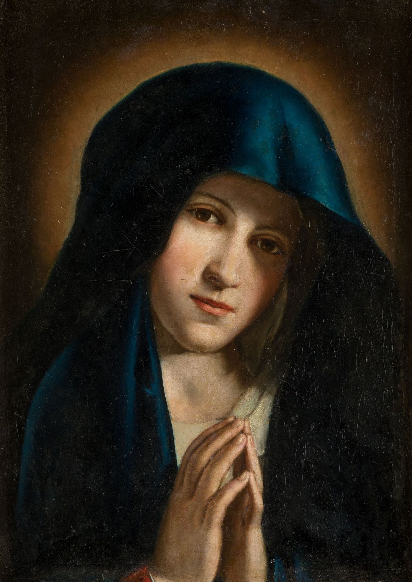 FOLLOWER OF G.B.SALVI IL SASSOFERRATO (C.19th / .) "Sorrowful Mother" 布面油画。50 x &hellip;