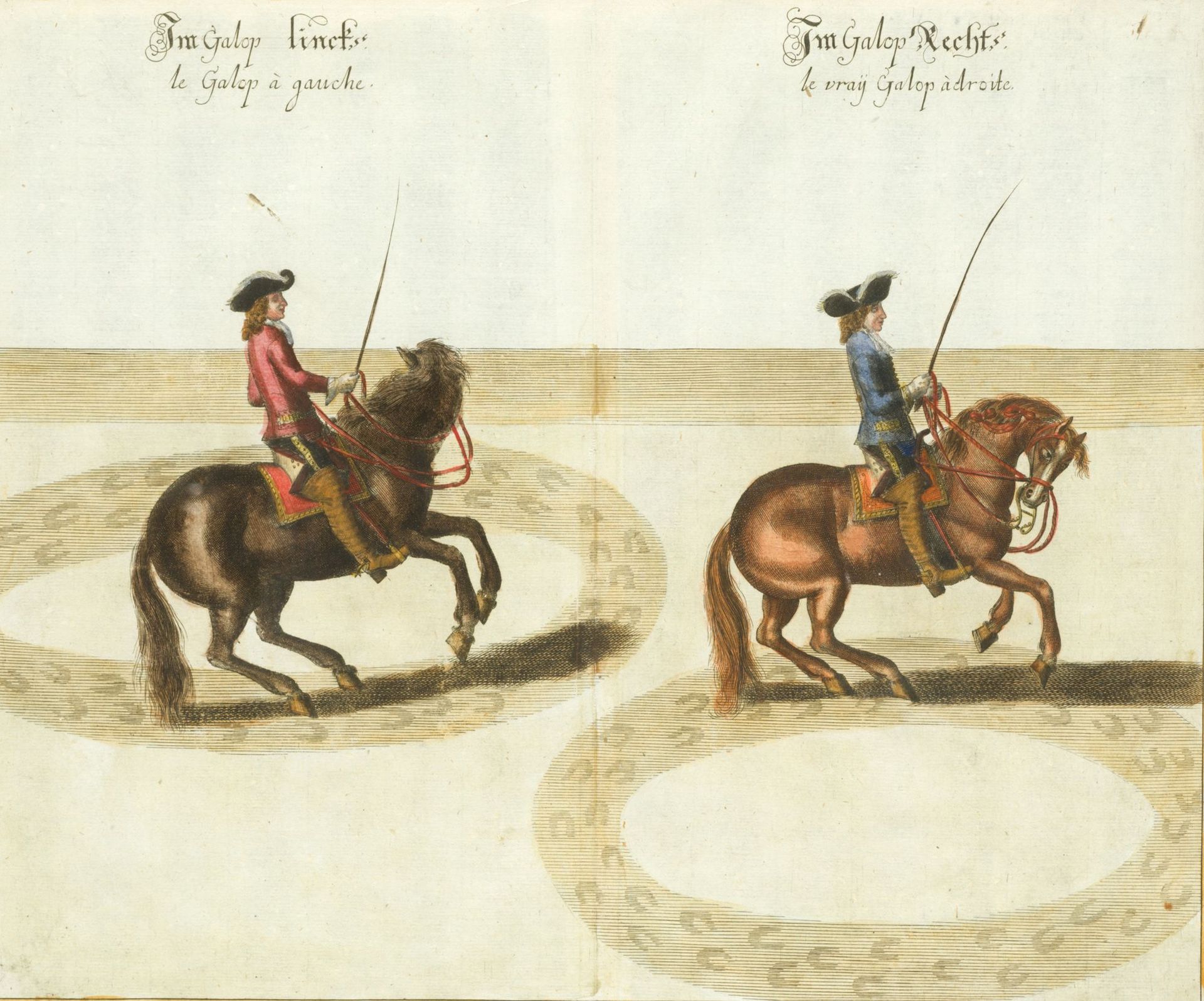 ABRAHAM VAN DIEPENBEECK (1596 / 1675) "Exercises in gallop left and right" 一对彩色版&hellip;