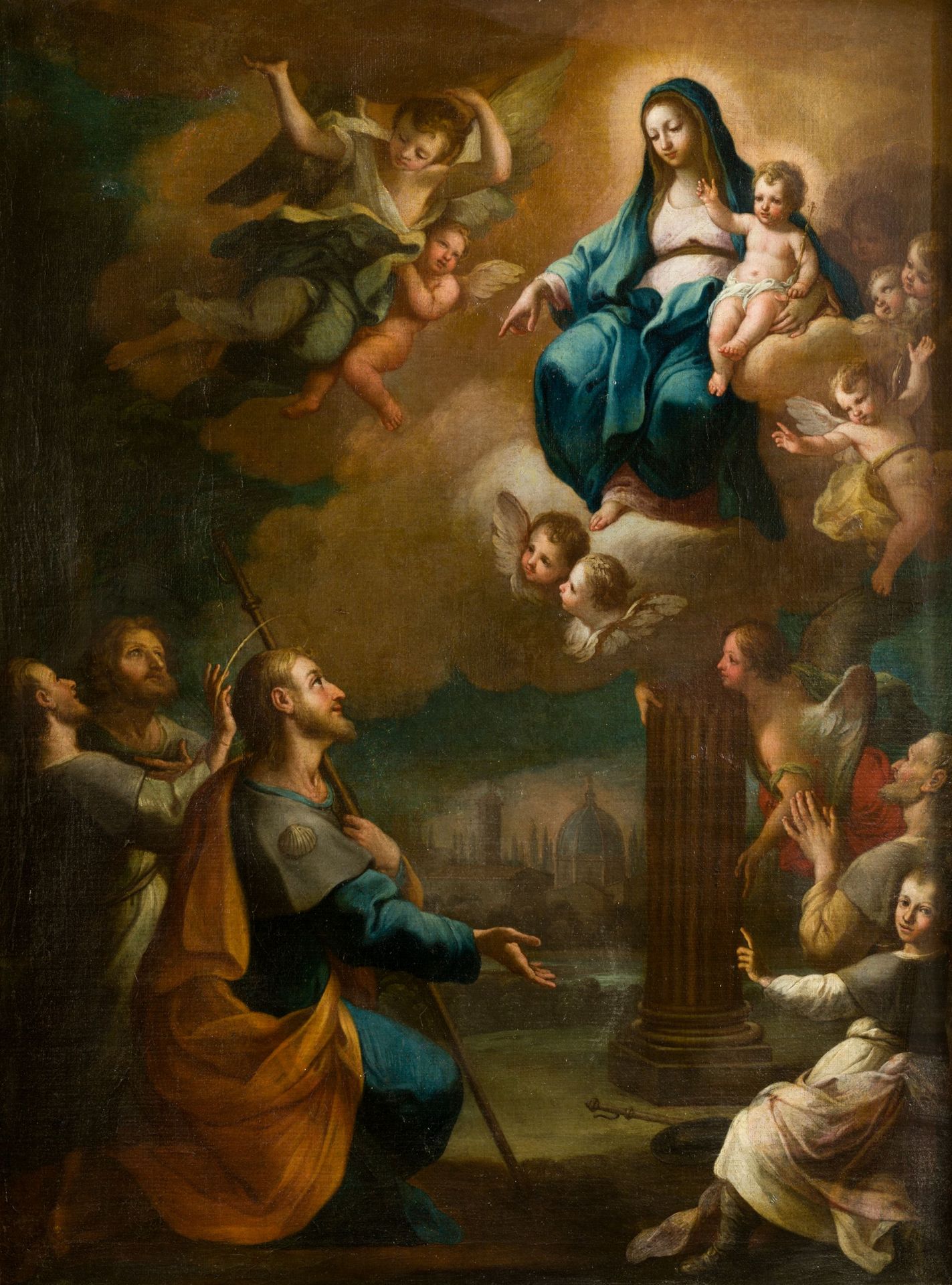 MADRID SCHOOL (C.18th / .) "Apparition of the Virgin of Pilar to the apostle San&hellip;
