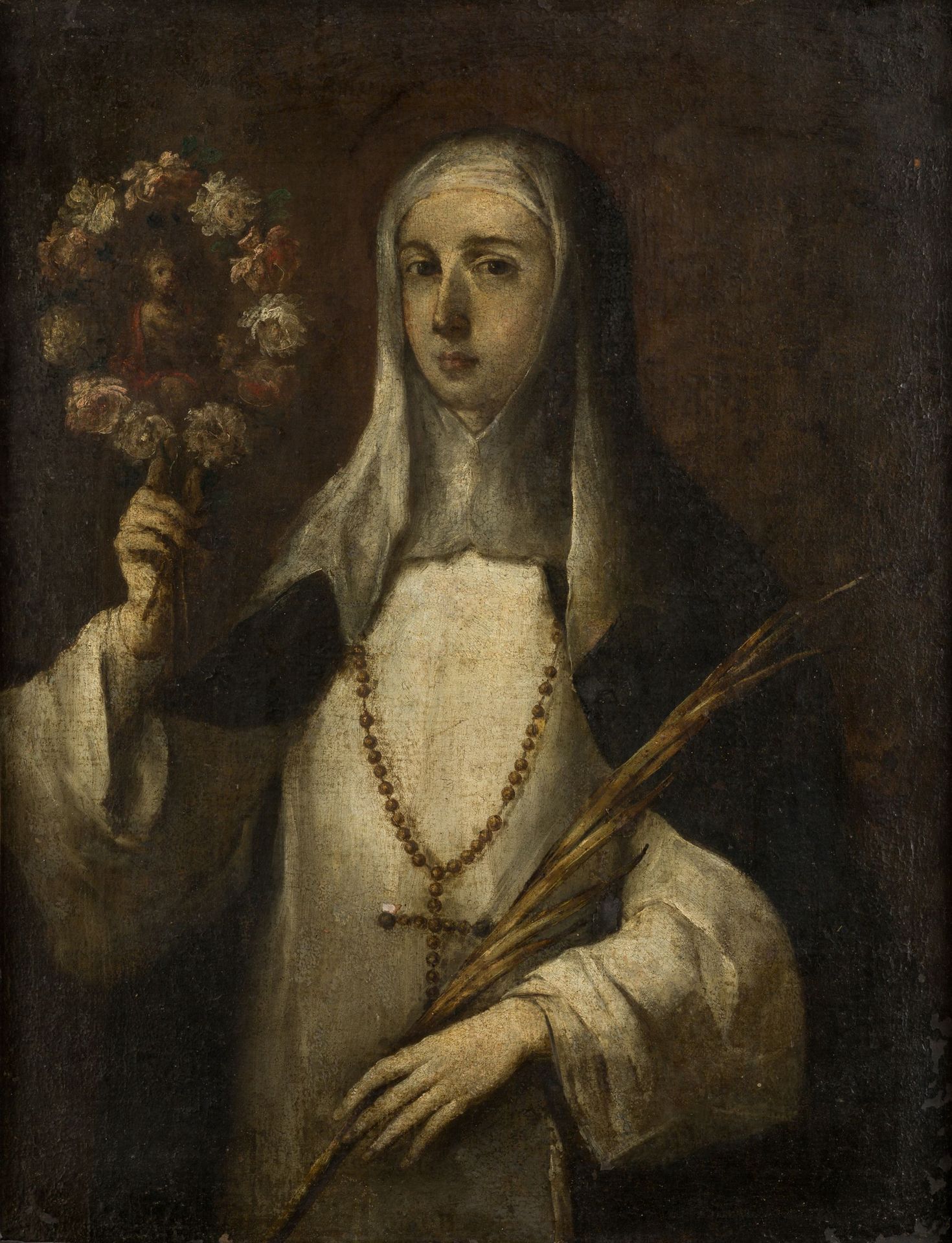 COLONIAL SCHOOL (C.17th / C.18th) "St. Rose of Lima with a border of flowers wit&hellip;