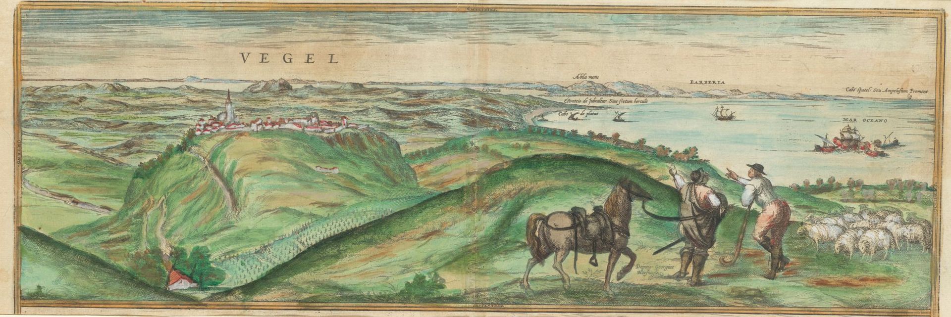 F. HOGENBERG Y J. HOEFNAGEL (16th C. / .) "Vejer de la Frontera" Gravure sur cui&hellip;