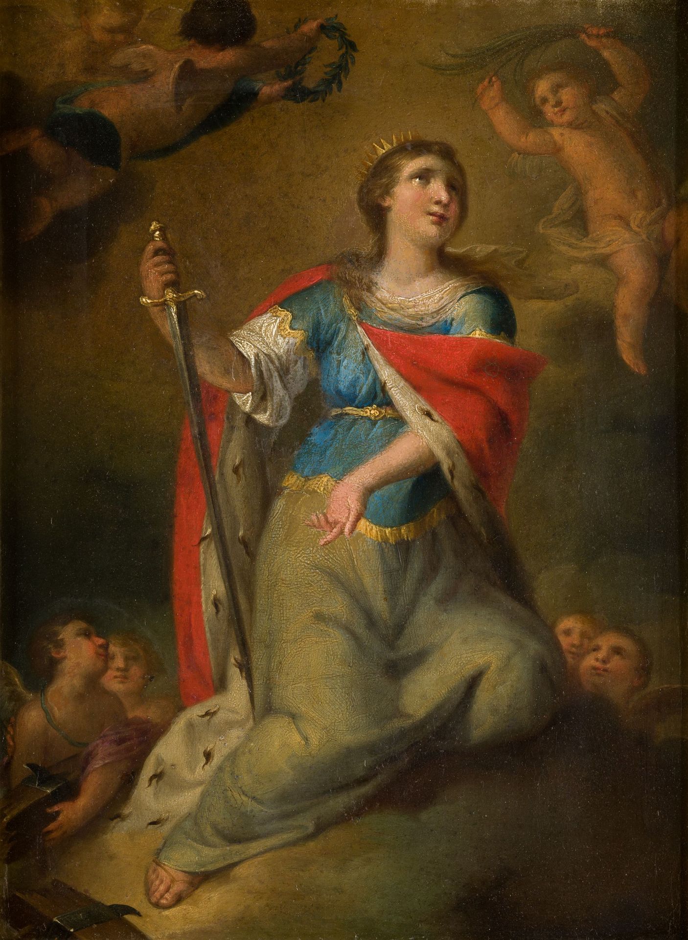 LUIS PLANES (1745 / 1821) "Saint Catherine of Alexandria" 油画在面板上。46 x 38厘米。