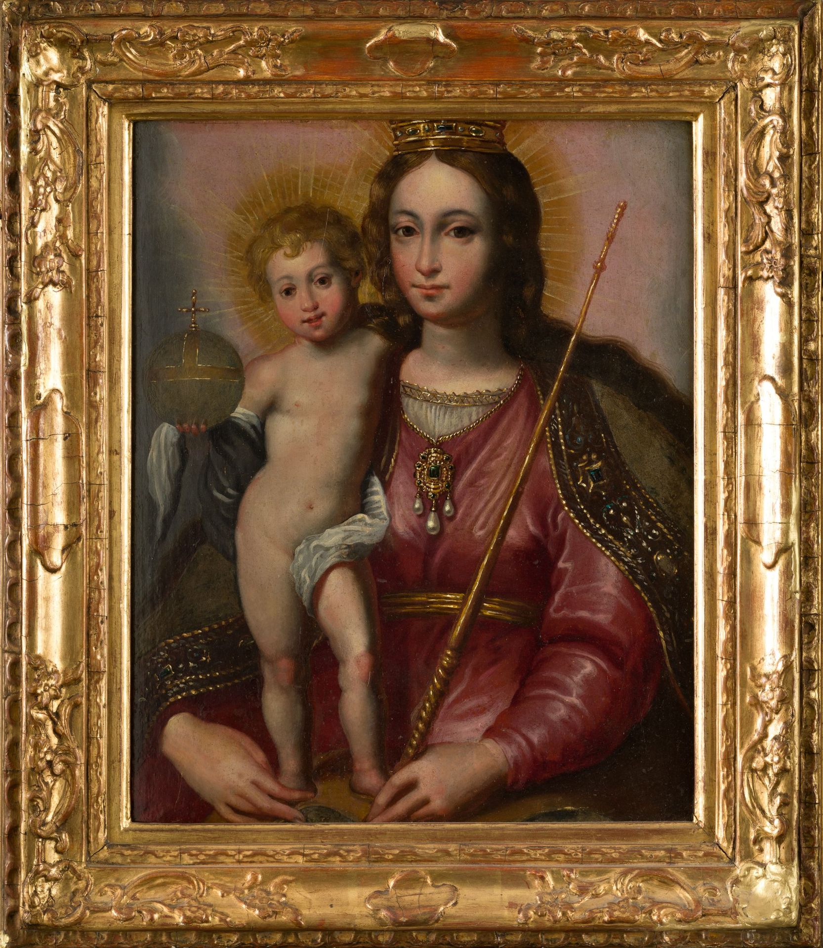 FLEMISH SCHOOL (C. XVI / C. 17th) "Virgin with The Child" Huile sur panneau. 47 &hellip;