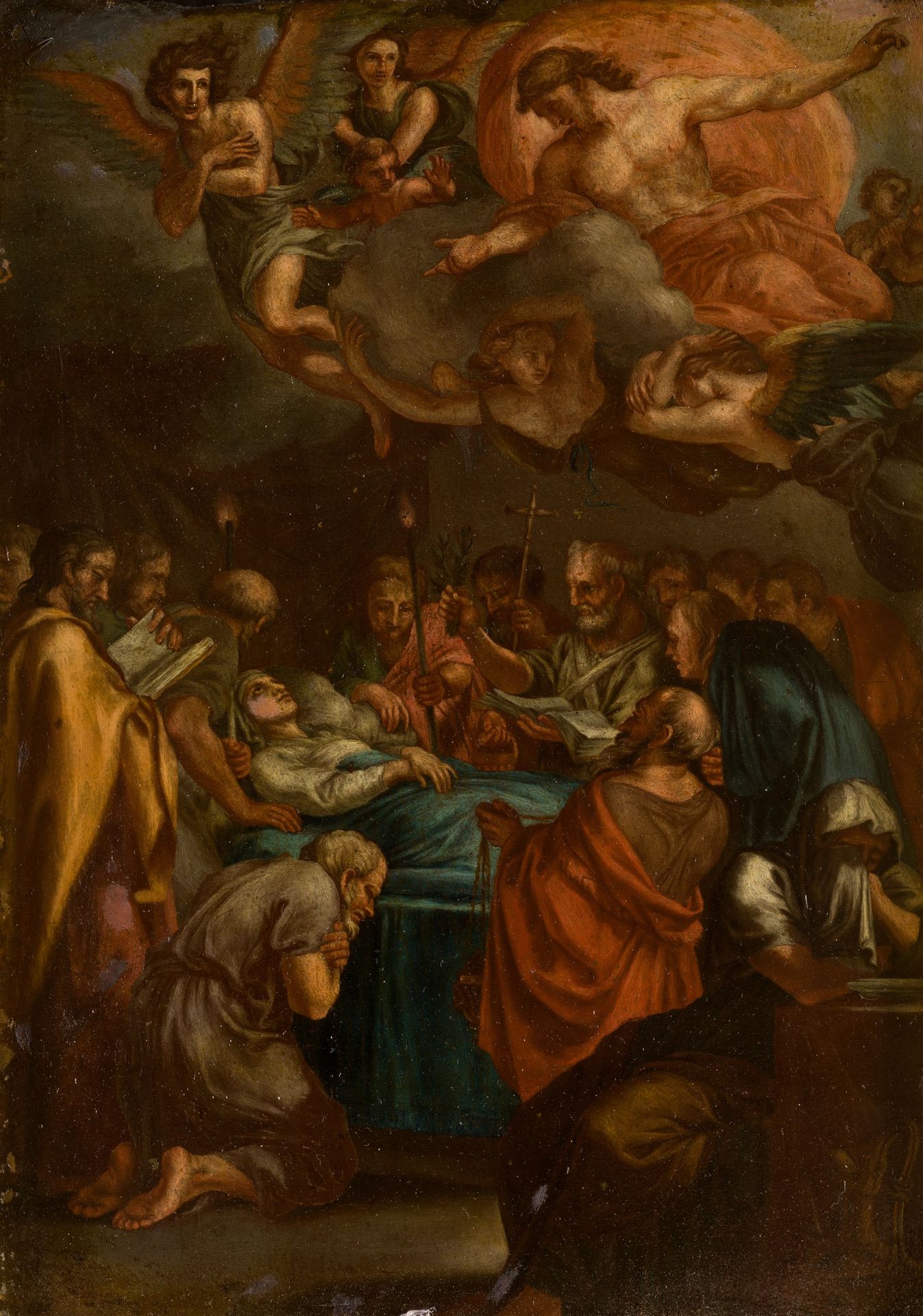 ITALIAN SCHOOL (C. 17th / .) "Transit of the Virgin" Olio su rame. 29,5 x 22 cm.
