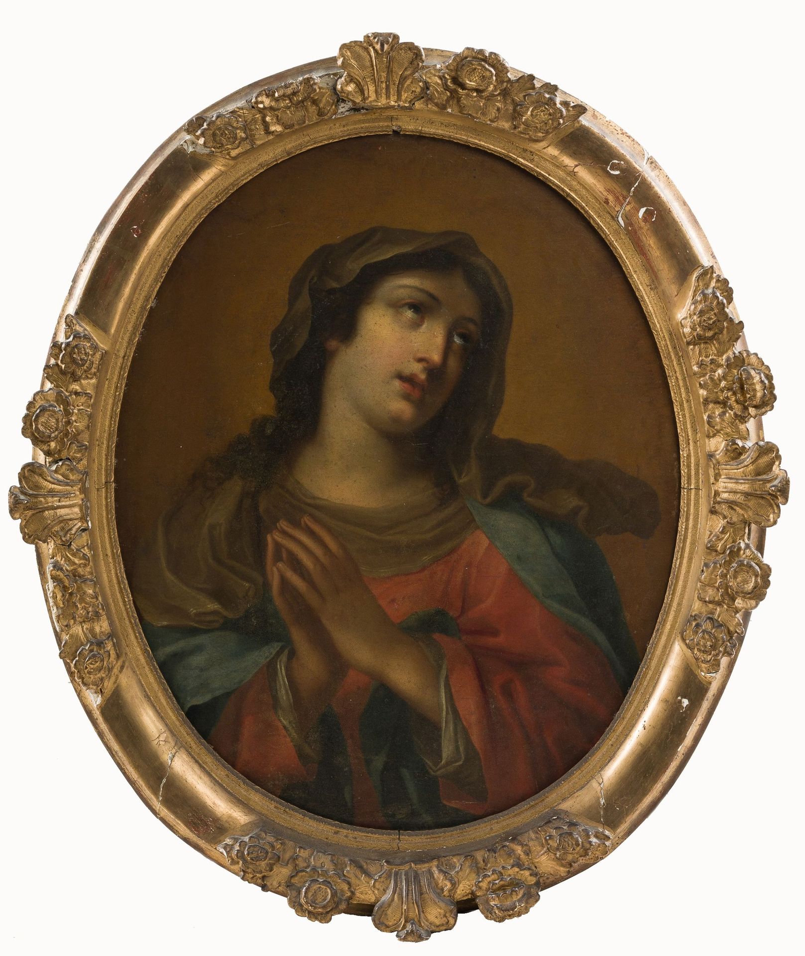ITALIAN SCHOOL (17th-18th / .) "Virgin" 布面油画。69,5 x 56 cm