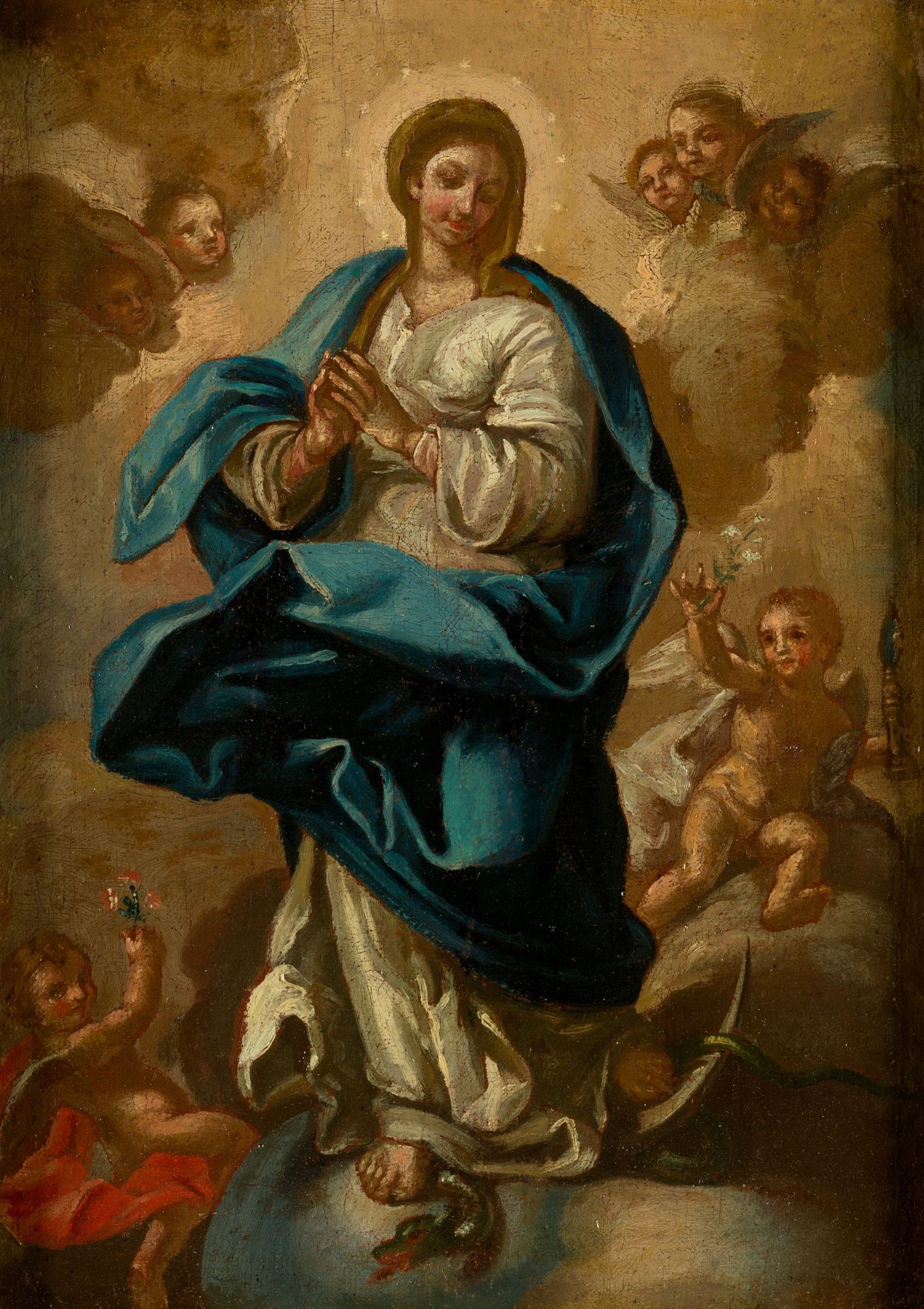 ITALIAN SCHOOL (C.18th / .) "Immaculate Conception" Oil on canvas. 31 x 22 cm.