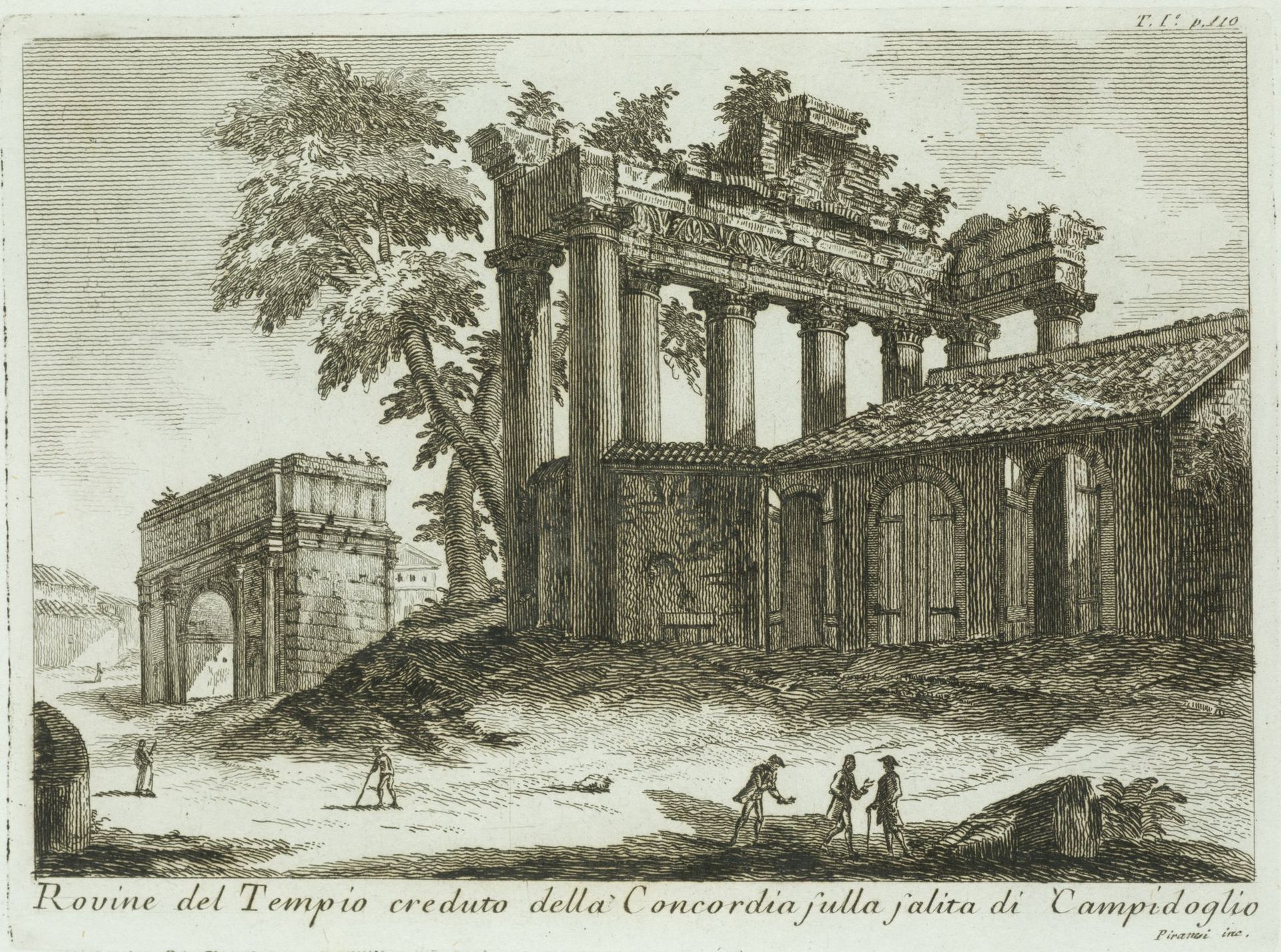 GIOVANNI-BATTISTA PIRANESI (1720 / 1778) "Ruins of the Temple of Concord" Grabad&hellip;