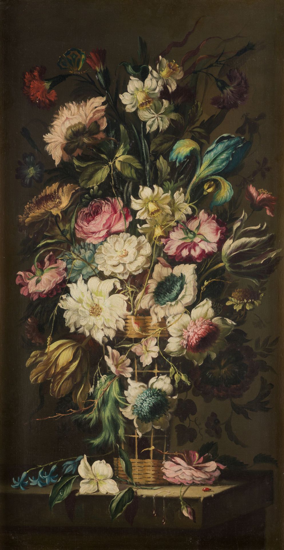 ANONYMOUS ( / Earlies C.20th) "Baskets with flowers" 保存在普拉多博物馆的胡安-德-阿雷拉诺作品的副本 一对&hellip;