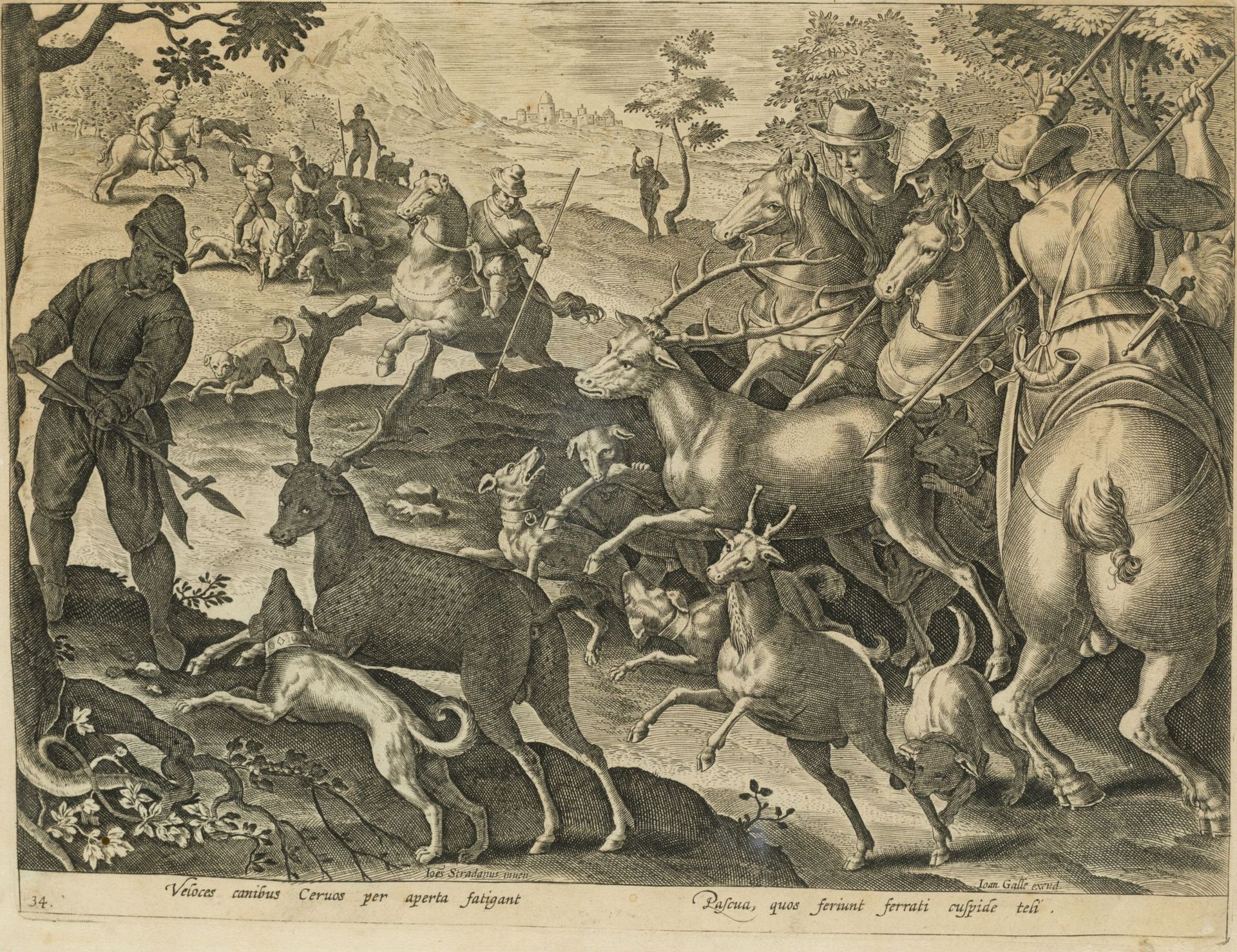J. VAN DER STRAET STRADANUS (1523-1605) y PHILIP GALLE (1537-1612) "Hunting scen&hellip;