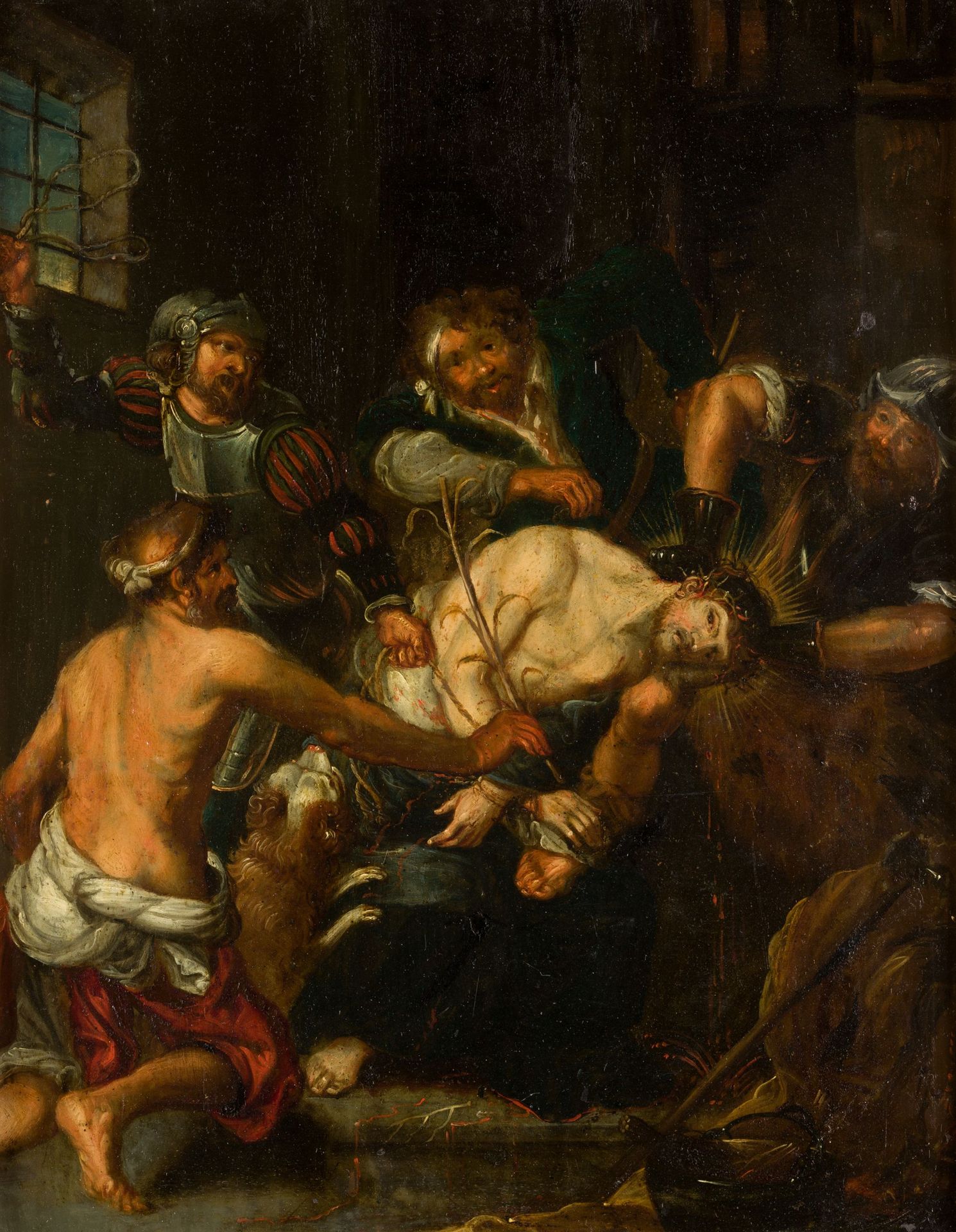 FLEMISH SCHOOL (17th / 18th) "Christ receives the crown of thorns" Olio su rame.&hellip;