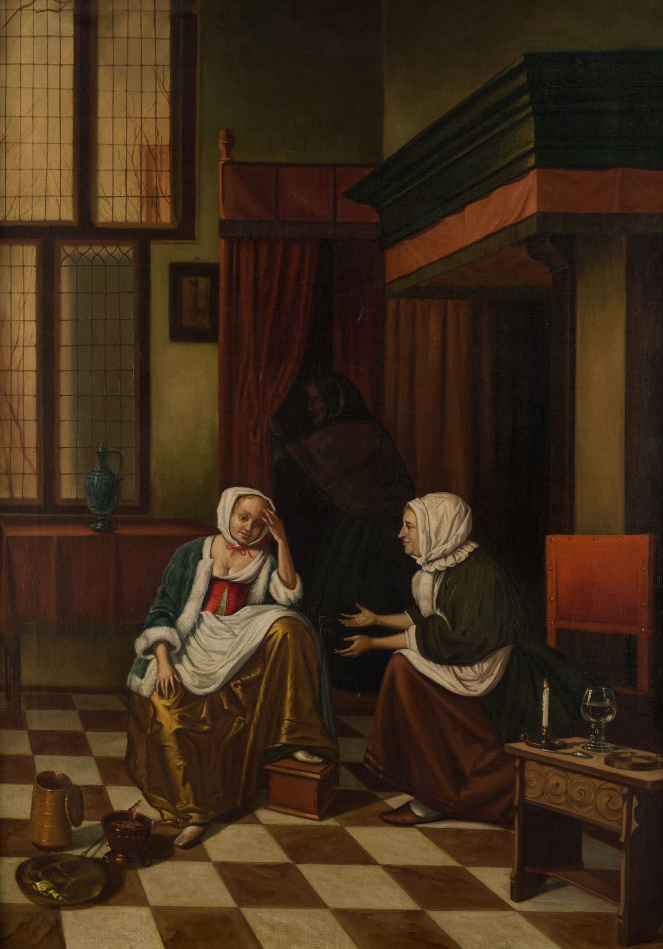 ANONYMOUS ( / Earlies C.20th) "Interior with sick maiden" Opera che copia modell&hellip;