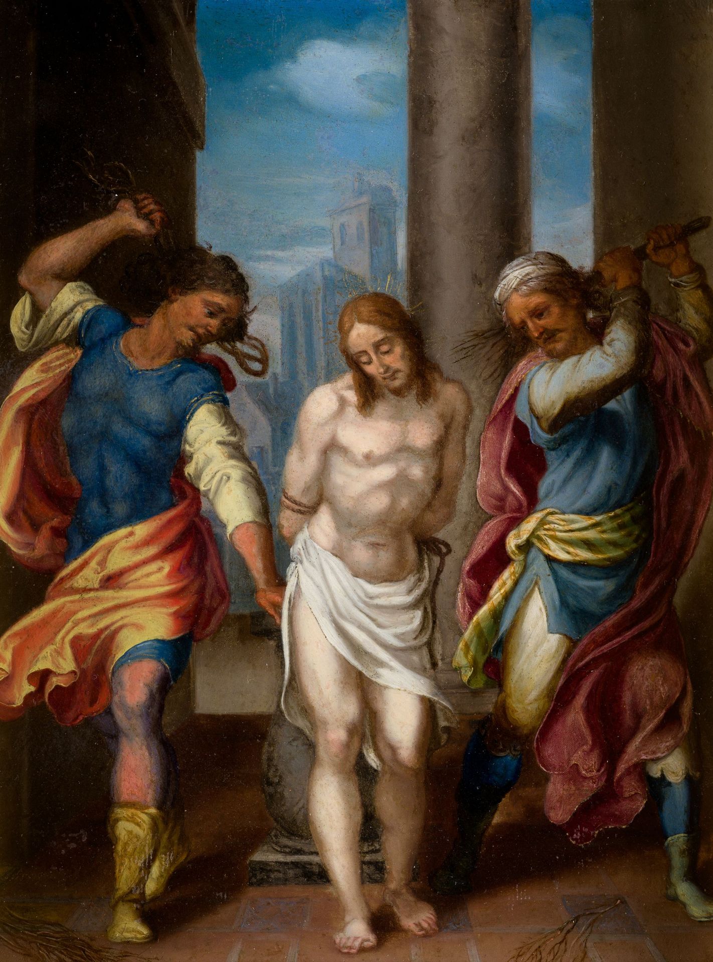 ATRIBUIDO A GIUSEPPE CESARI (1568 / 1640) "The Flagellation of Christ" Signiert &hellip;