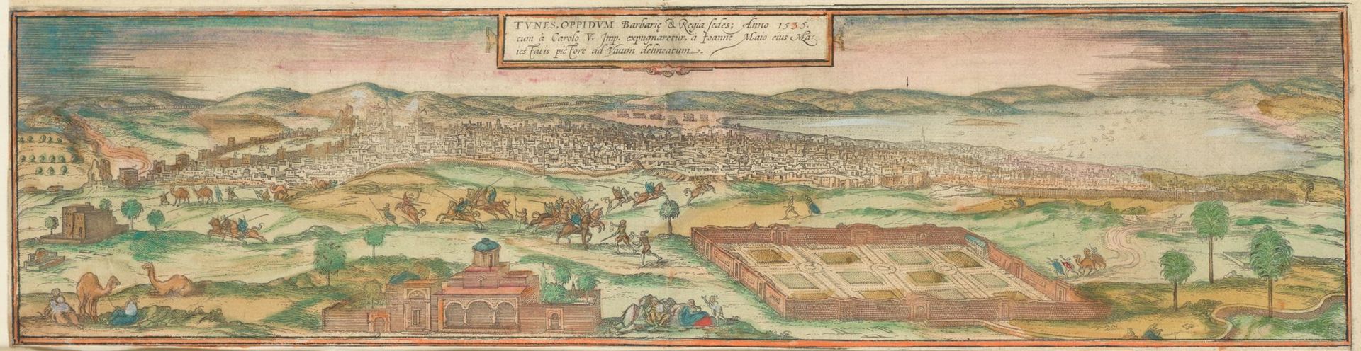 FRANZ HOGENBERGH (1540 / 1592) "Takeover of Tunisia by Charles V" Gravure sur cu&hellip;