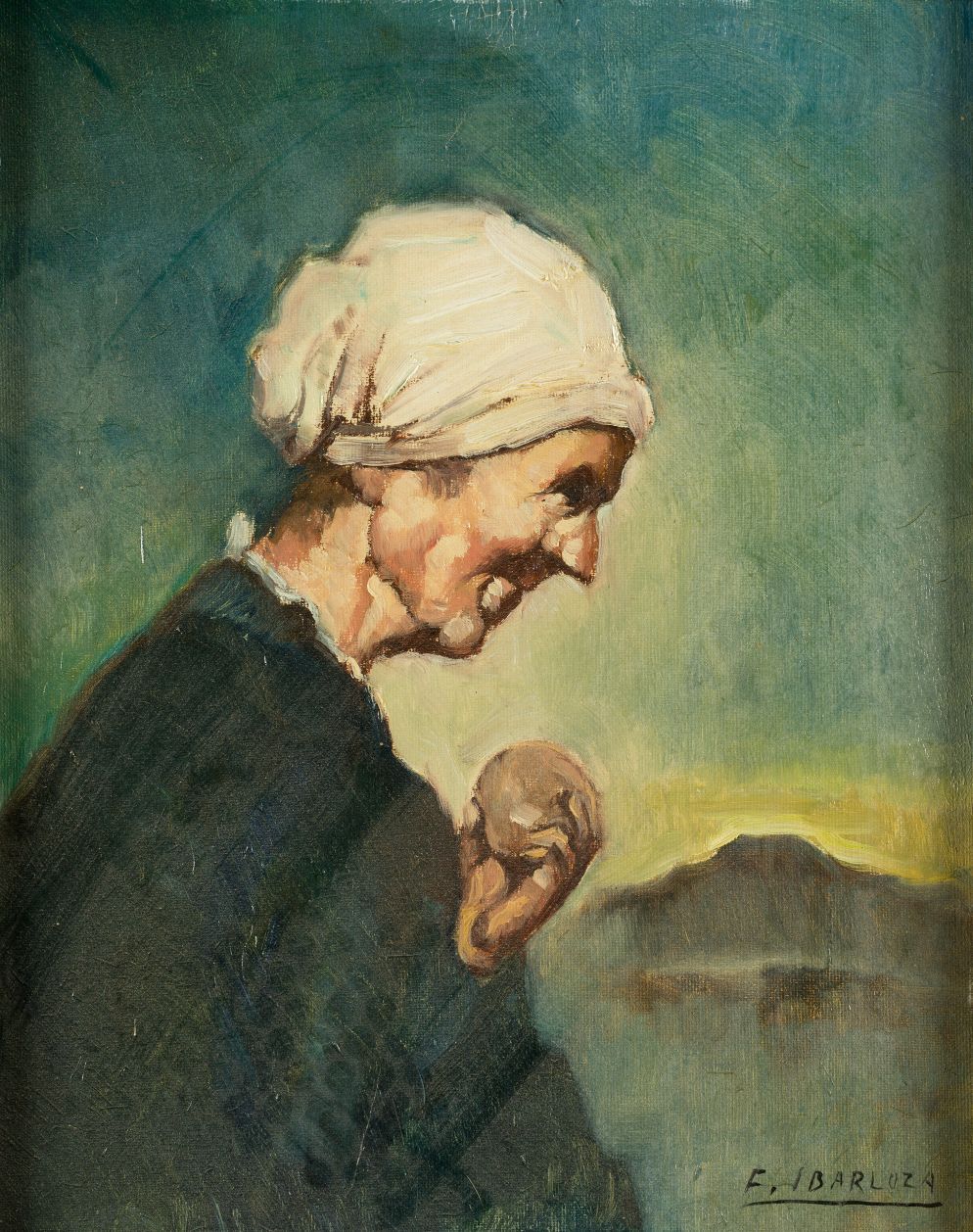 JUAN FERNÁNDEZ IBARLOZA "JUANON" (1905 / 1978) "Old woman" Signiert in der unter&hellip;