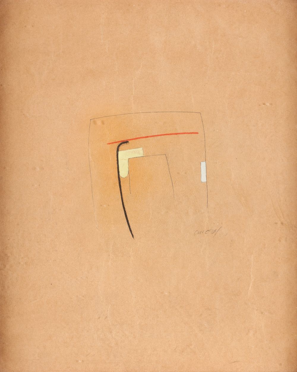 ANONYMOUS (C.20th / .) "Untitled" 右下角有难以辨认的签名 纸上混合媒体。25 x 23 cm