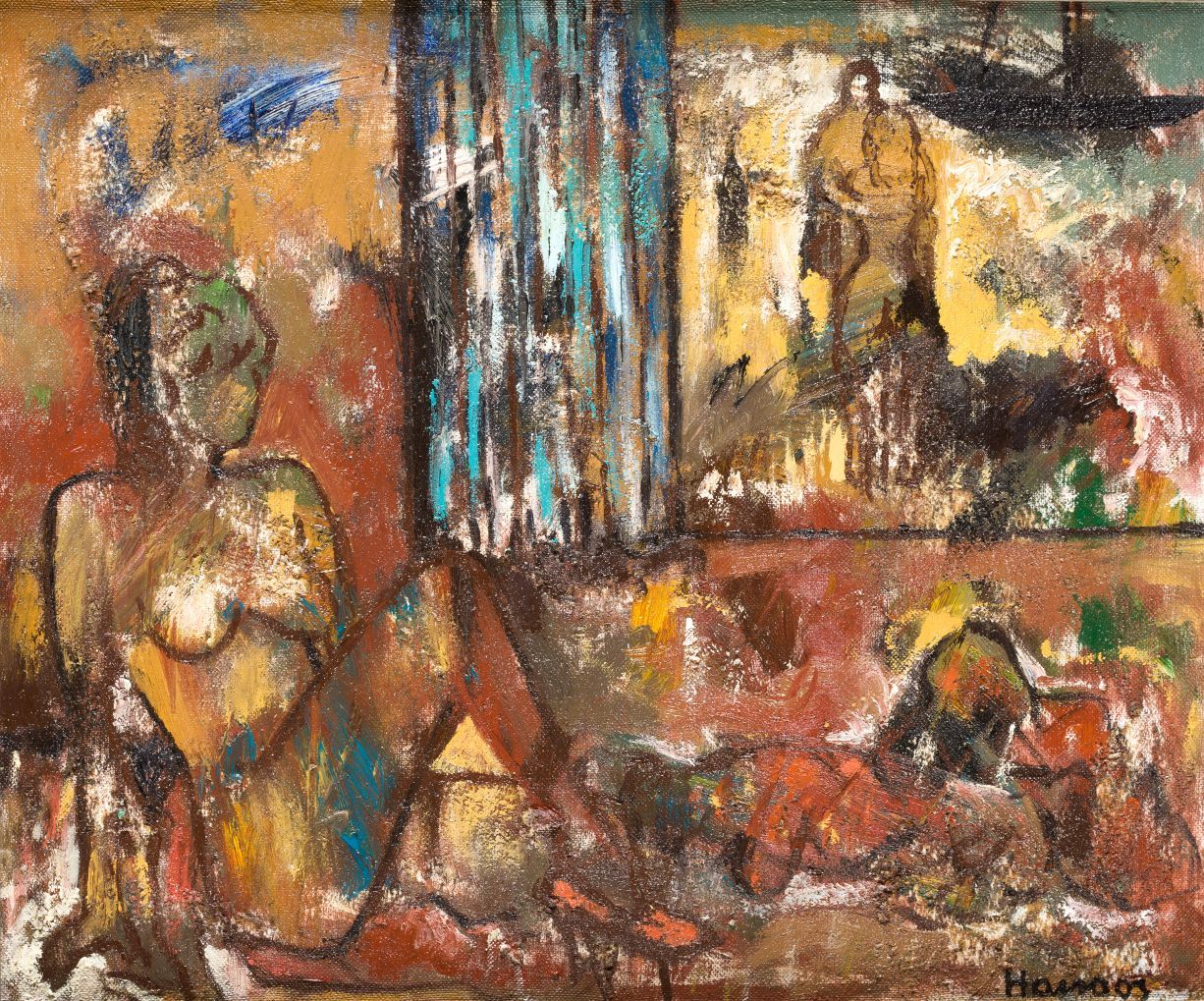 MARTIN HANOOS (1958 / .) "Nude" 右下角有签名。背面有签名、标题和日期1995。 布面油画。40 x 60厘米