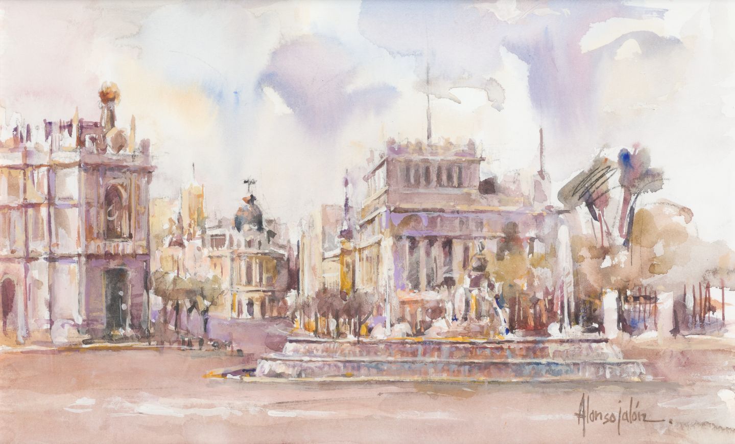 JOSÉ MARÍA ALONSO JALÓN (1951 / .) "Cibeles fountain" Signed in the lower right-&hellip;