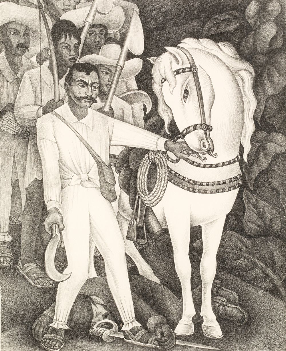 DIEGO RIVERA (1886 / 1957) "Zapata" 1932 Firmato e datato sul piatto. Firmato da&hellip;