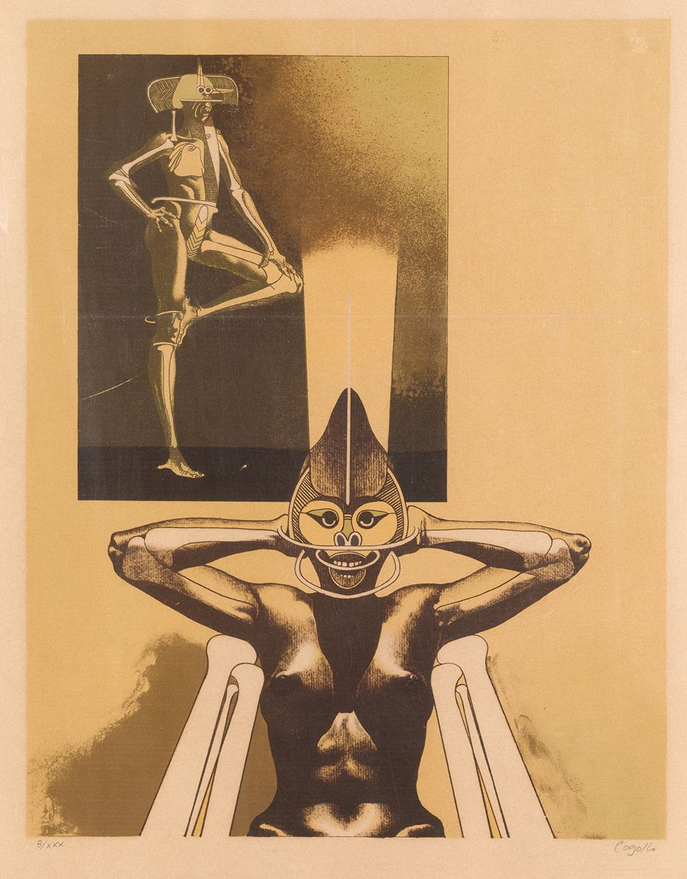 HERIBERTO COGOLLO (1945 / .) "Danseuse noire" 底部有铅笔签名和公正的8/XXX。染色：50 x 37厘米。纸质版印&hellip;