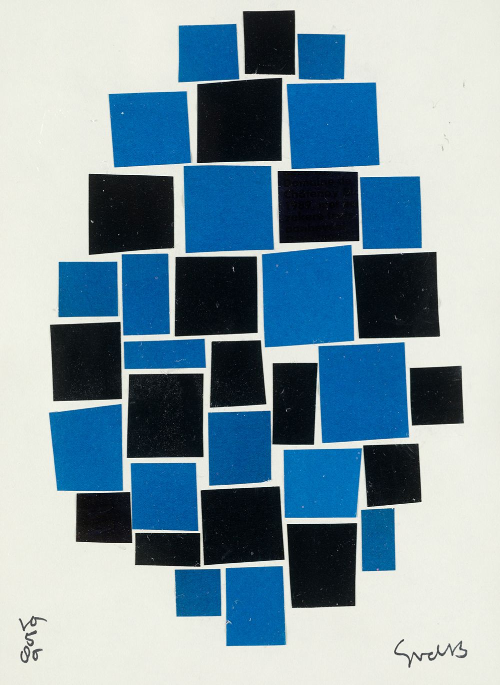 SIEP VAN DEN BERG (1913 / 1998) "Blue collage" 1980 右下角有签名。18 x 13 cm .纸上拼贴画