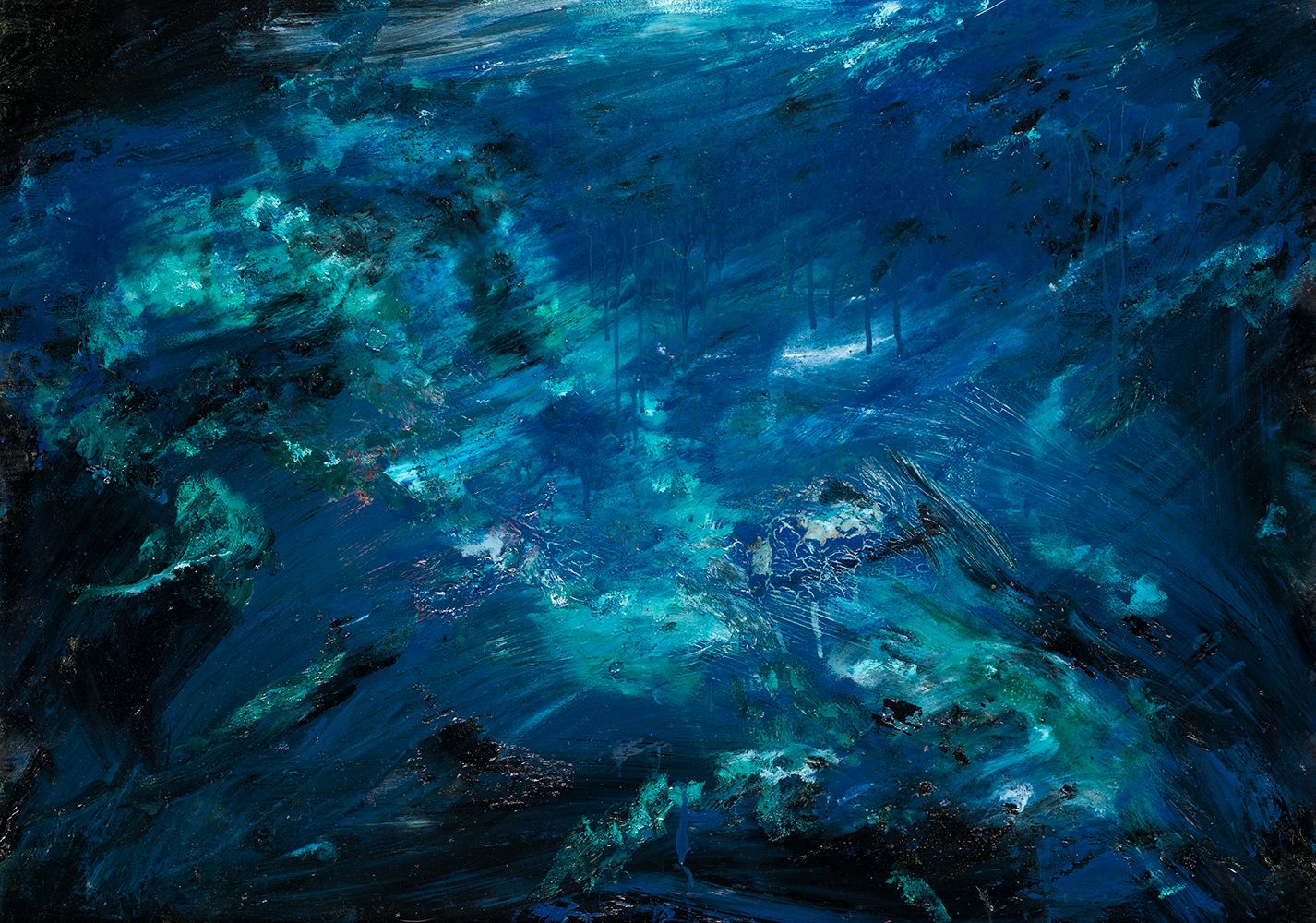 FIZ DOMÍNGUEZ PEREZ (1973 / .) "Seabed" 背面的标题是：.73 x 100 cm .布面油画
