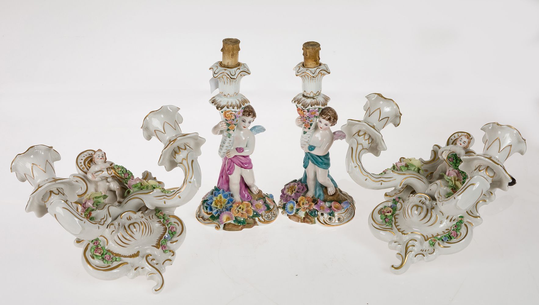 Pair of porcelain lamps 20th c. Coppia di lampade in porcellana smaltata e oro e&hellip;