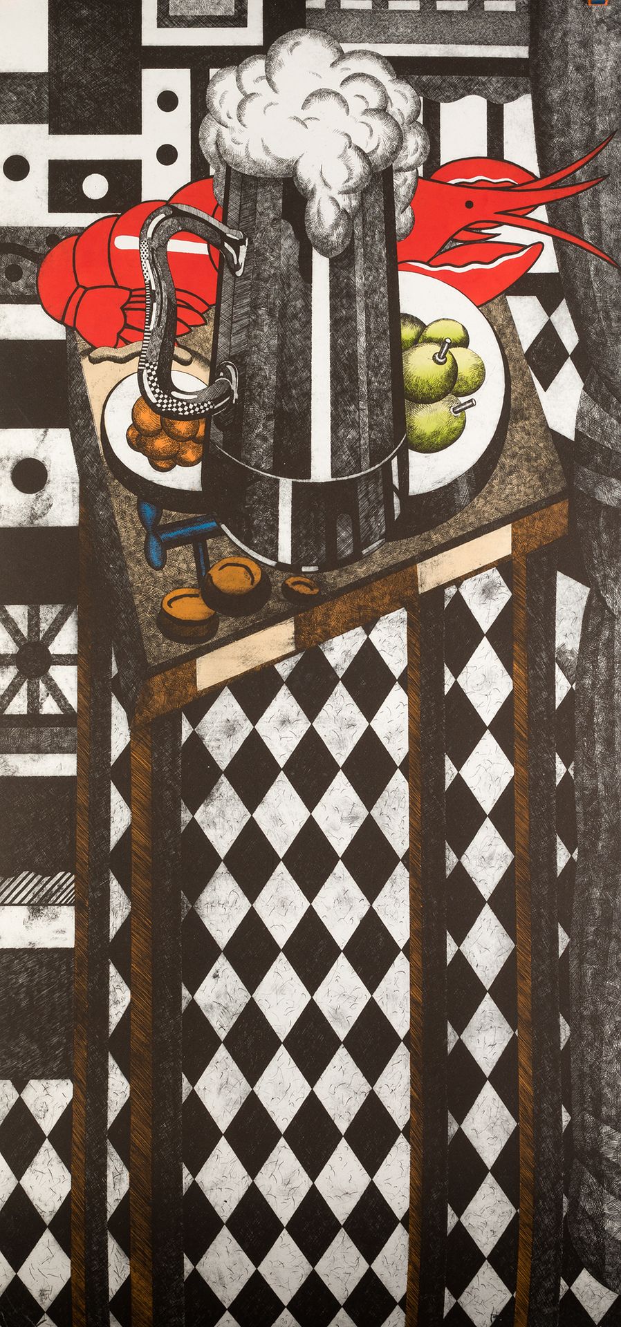 FERNANDO BELLVER (1954 / .) "Still life: XL cane". 左下角有编号12/55，右下角有铅笔签名。162 x 76&hellip;