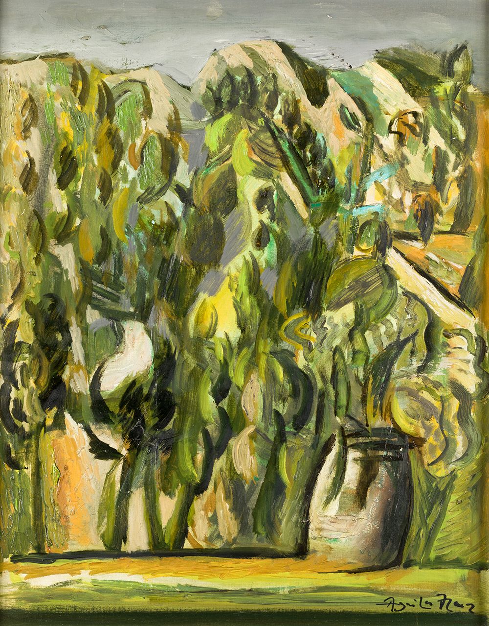 FEDERICO AGUILAR ALCUAZ (1932 / 2011) "Landscape with trees" 1975 Signiert in de&hellip;