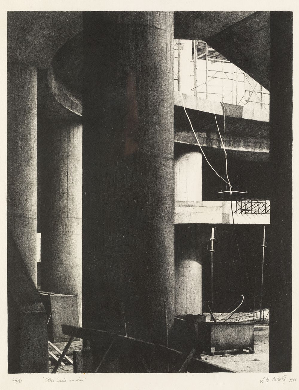 JOSE MANUEL BALLESTER (1960 / .) "Inner courtyard under construction" 1989 Signe&hellip;