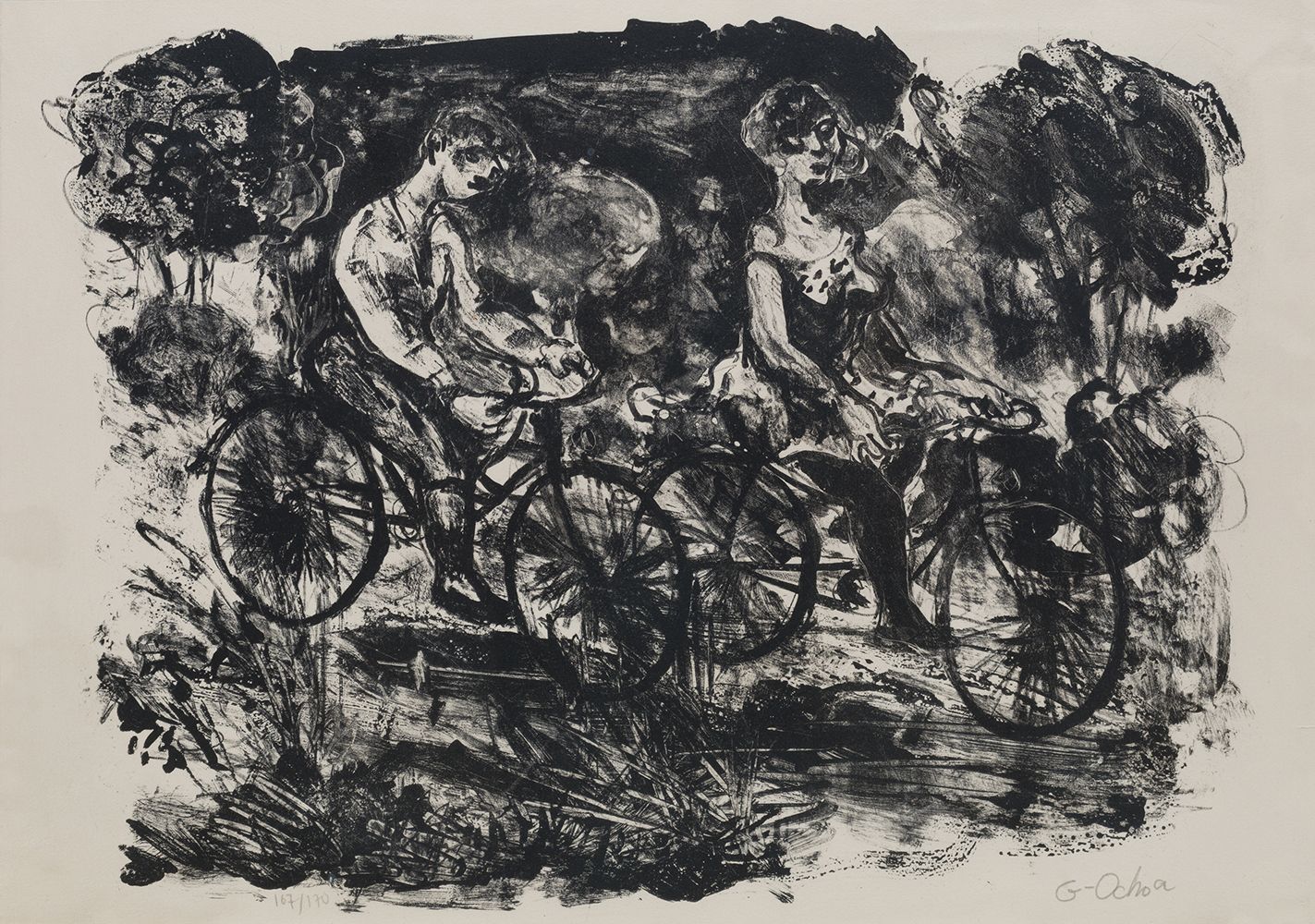 LUIS GARCÍA OCHOA (1920 / 2019) "Cyclists" 底部有铅笔签名并注明167/170。属于Dimitri Papagueor&hellip;