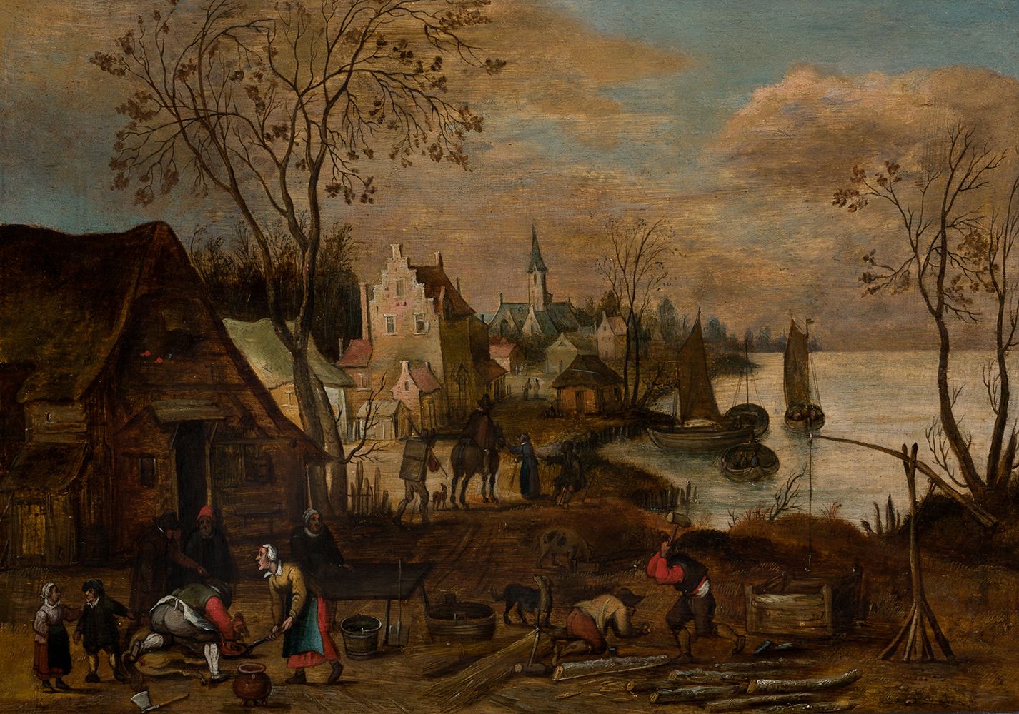 JAN BRUEGHEL EL VIEJO (1568 / 1625) "Winter Landscape with Peasants", c. 1586-88&hellip;