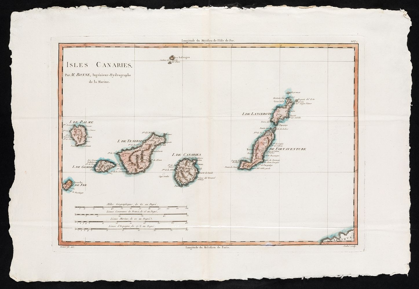 RIGOBERT BONNE (1729 / 1795) "Map of the Canary Islands" Mappa delle Isole Canar&hellip;