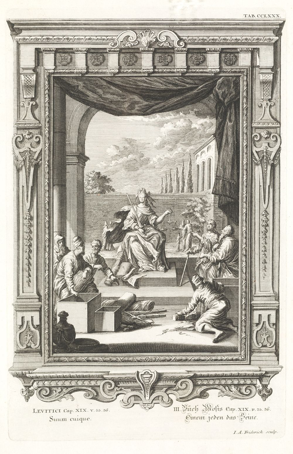 JAKOB ANDREAS FRIEDRICH (1684 / 1751) "Allegory of justice" 在文艺复兴时期的框架中，正义的化身是一个&hellip;