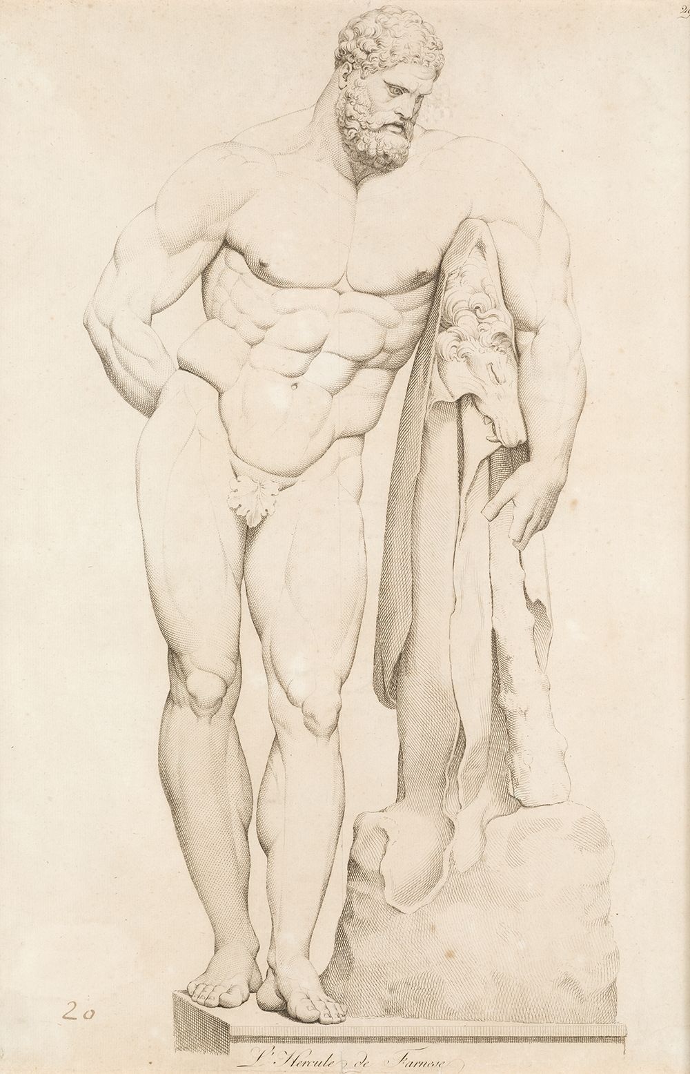 GIOVANNI VOLPATO Y RAFFAELLO MORGHEN (18th century) "Hercules of Farnese" .51 x &hellip;