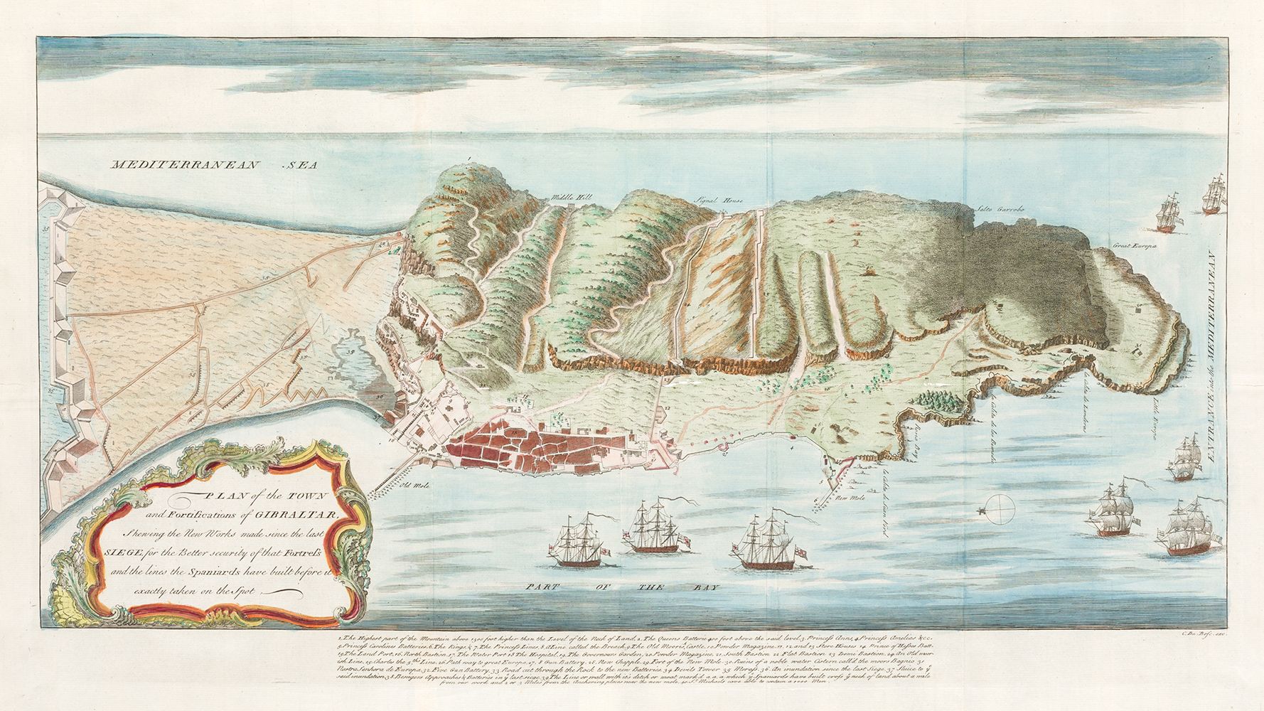 CLAUDE DU BOSC (1682 / 1745) "Gibraltar. Map of the city". 根据生活中的绘画，为作品："已故萨瓦王子尤&hellip;